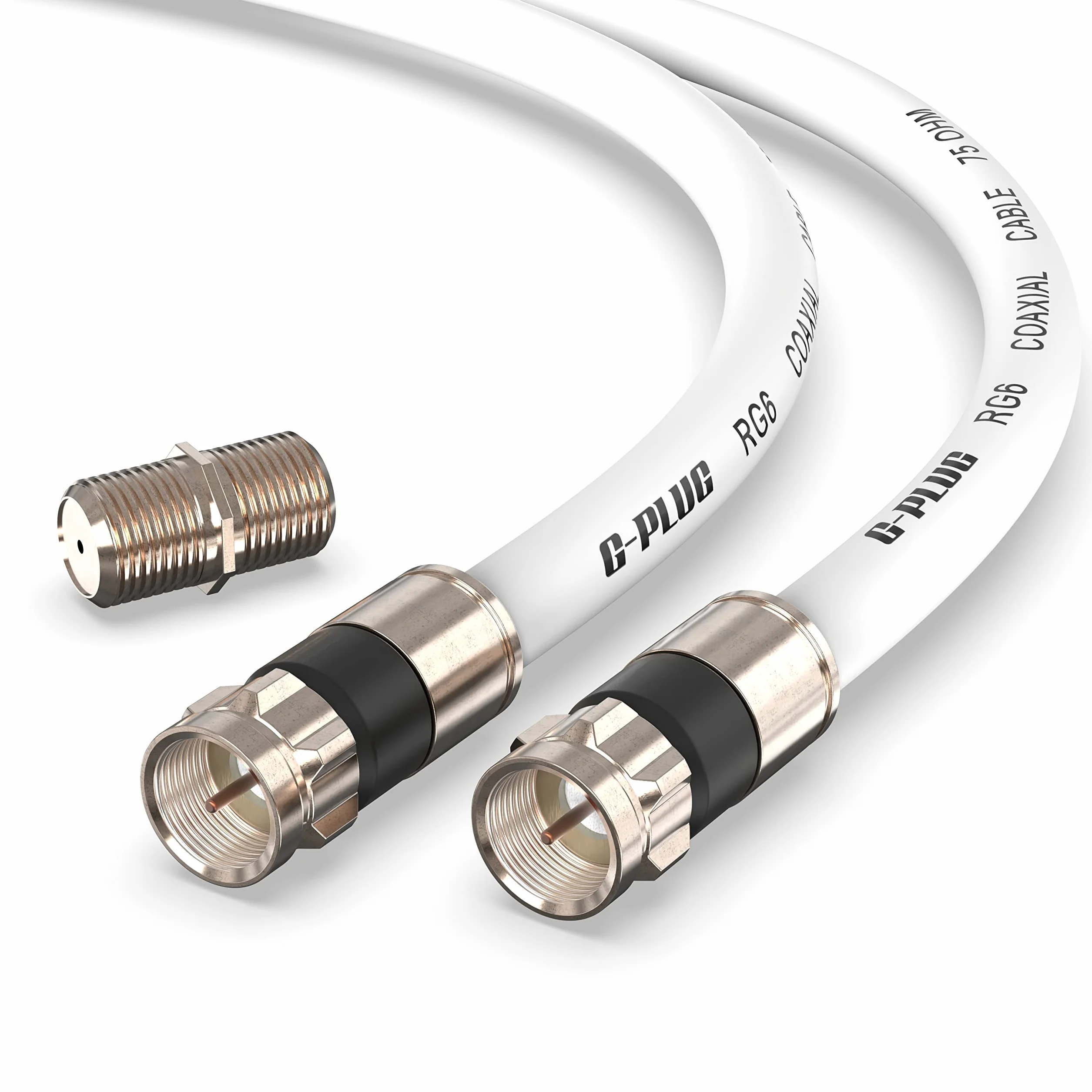 Câble Coaxial RG6 2m avec Connecteurs à Compression – Câble Antenne TV Numérique Satellite Rallonge Étanche Intérieur Extérieur