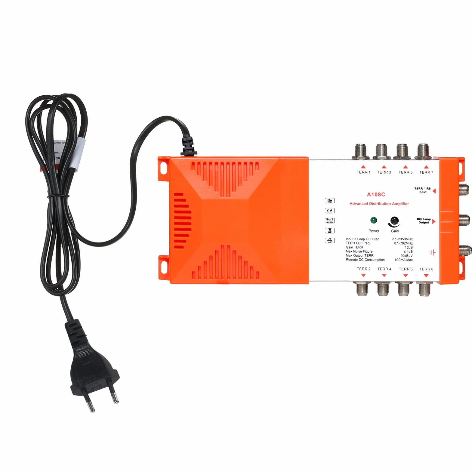 Amplificateur de distribution professionnel 8 voies TV terrestre IRS 87-2350 MHz intérieur