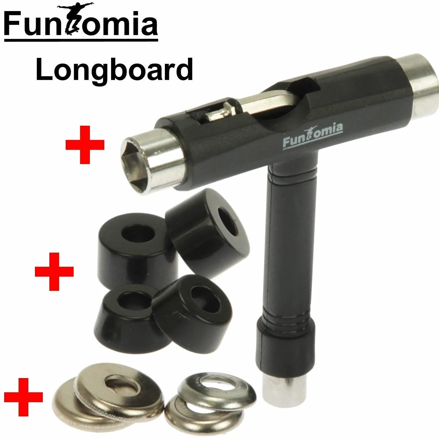 FunTomia Longboard Skateboard Drop Through Cruiser Planche complète roulements Mach1 High Speed T-Tool roues LED