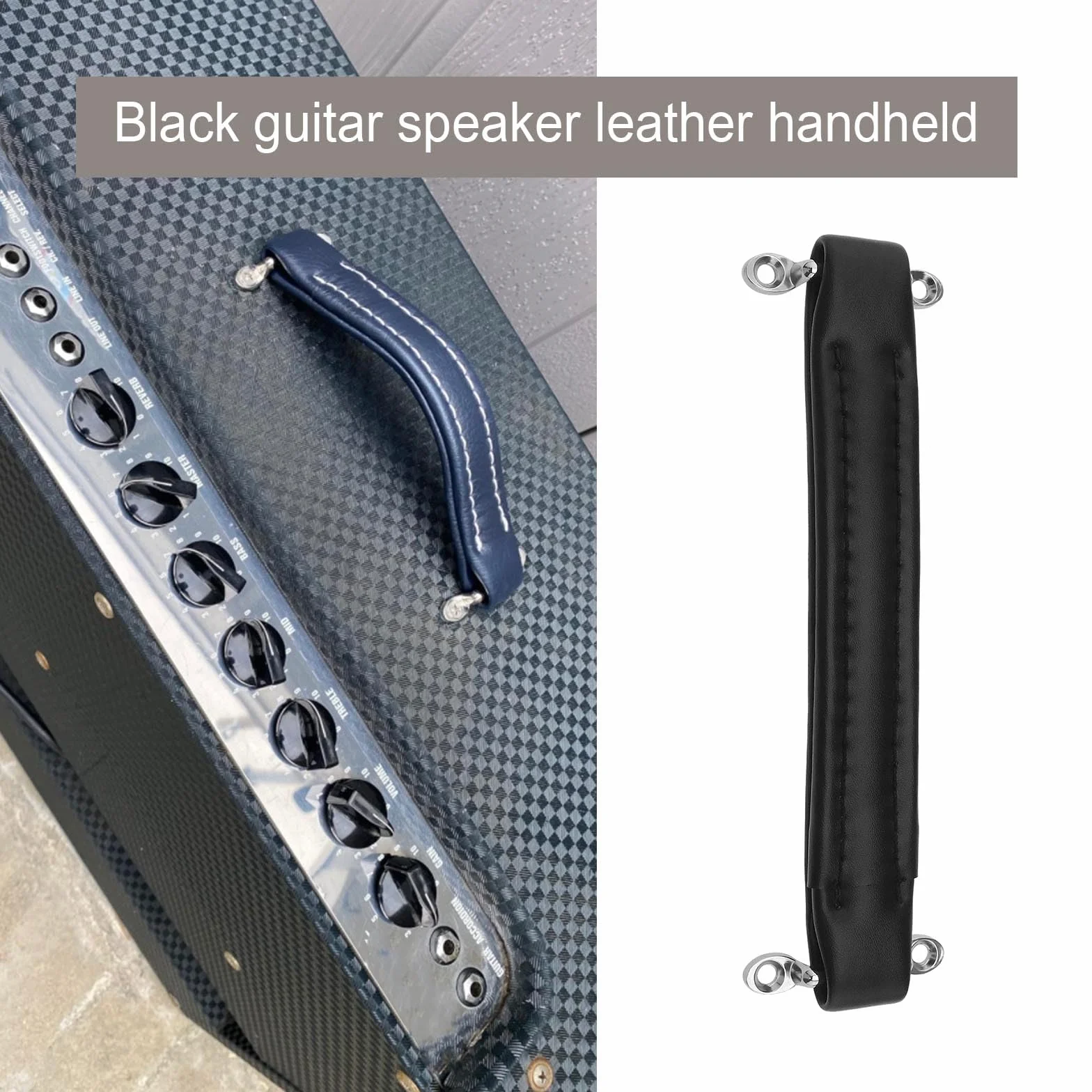 Poignée d'amplificateur de guitare de style vintage en cuir 218 x 30 mm pour ampli de guitare, haut-parleur, équipement audio avec vis, noir
