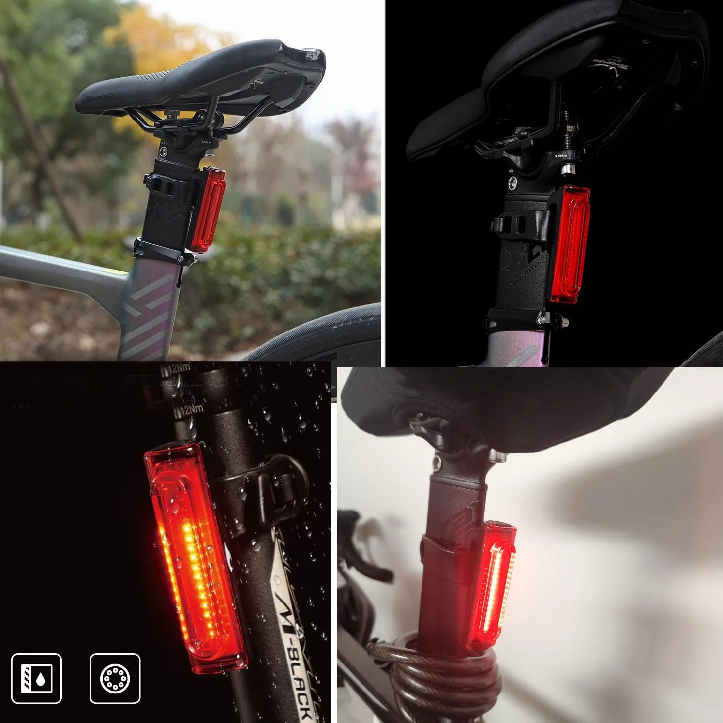 Lampe LED Vélo Arrière Rechargeable USB 120lm IPX6 5 Modes