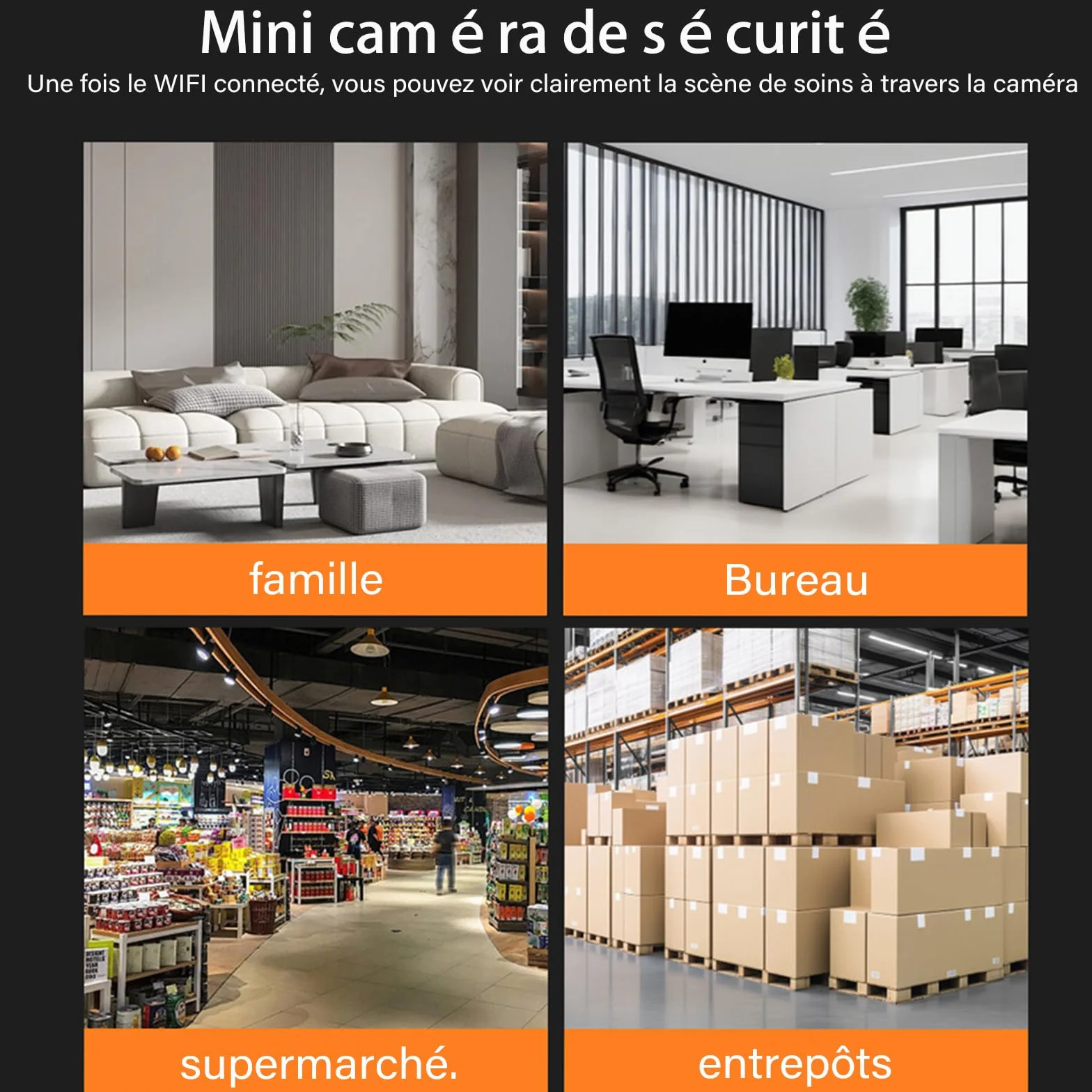 Camera Espion Mini sans Fil WiFi 1080P Caméra Espion Invisible Micro Petite Extérieur Discrete a Distance Maison de Interieur Extérieur Surveillance Spy Cam Grande Enregistrement Black