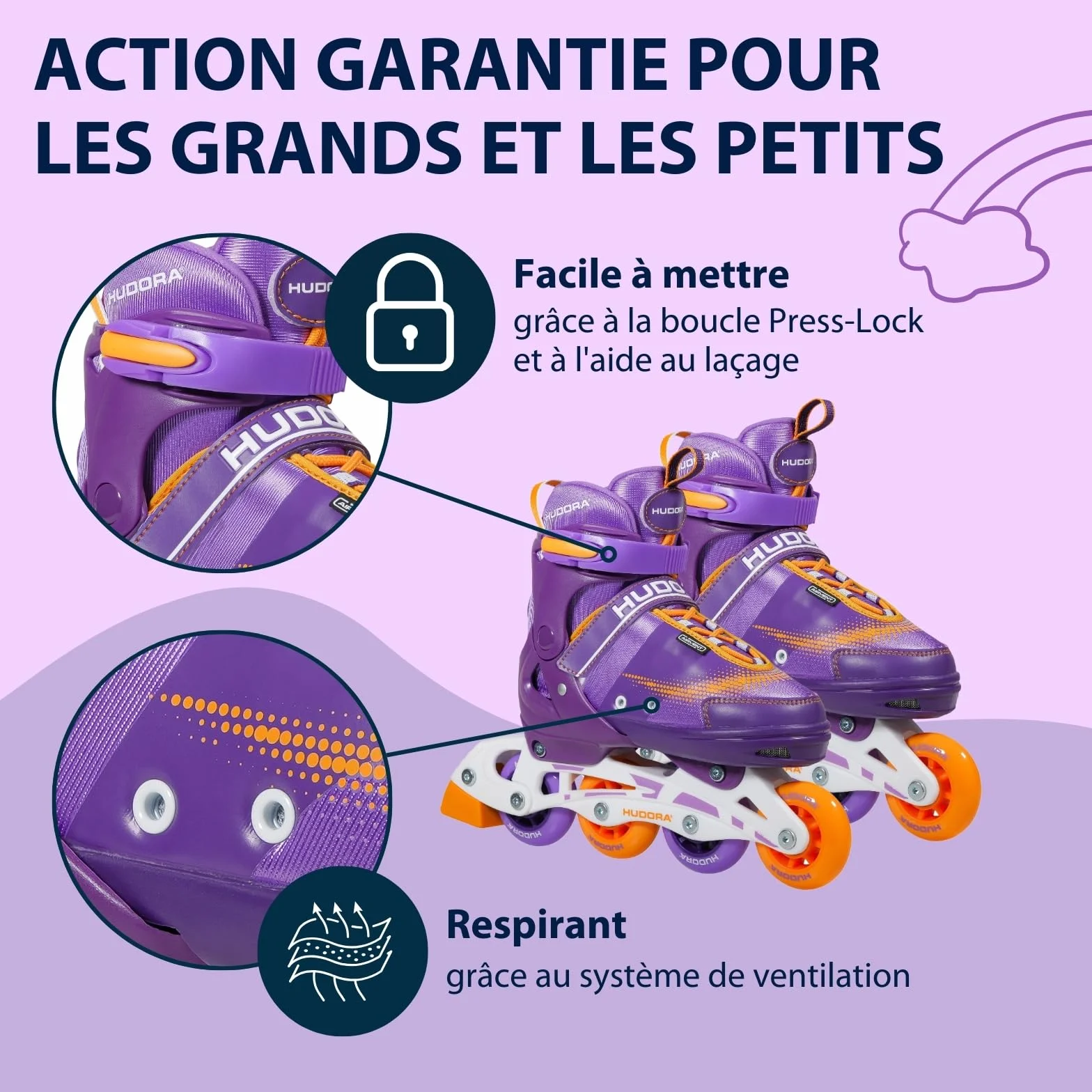 HUDORA Patins à roulettes Mia/Leon réglables en 4 Tailles Enfants Adultes
