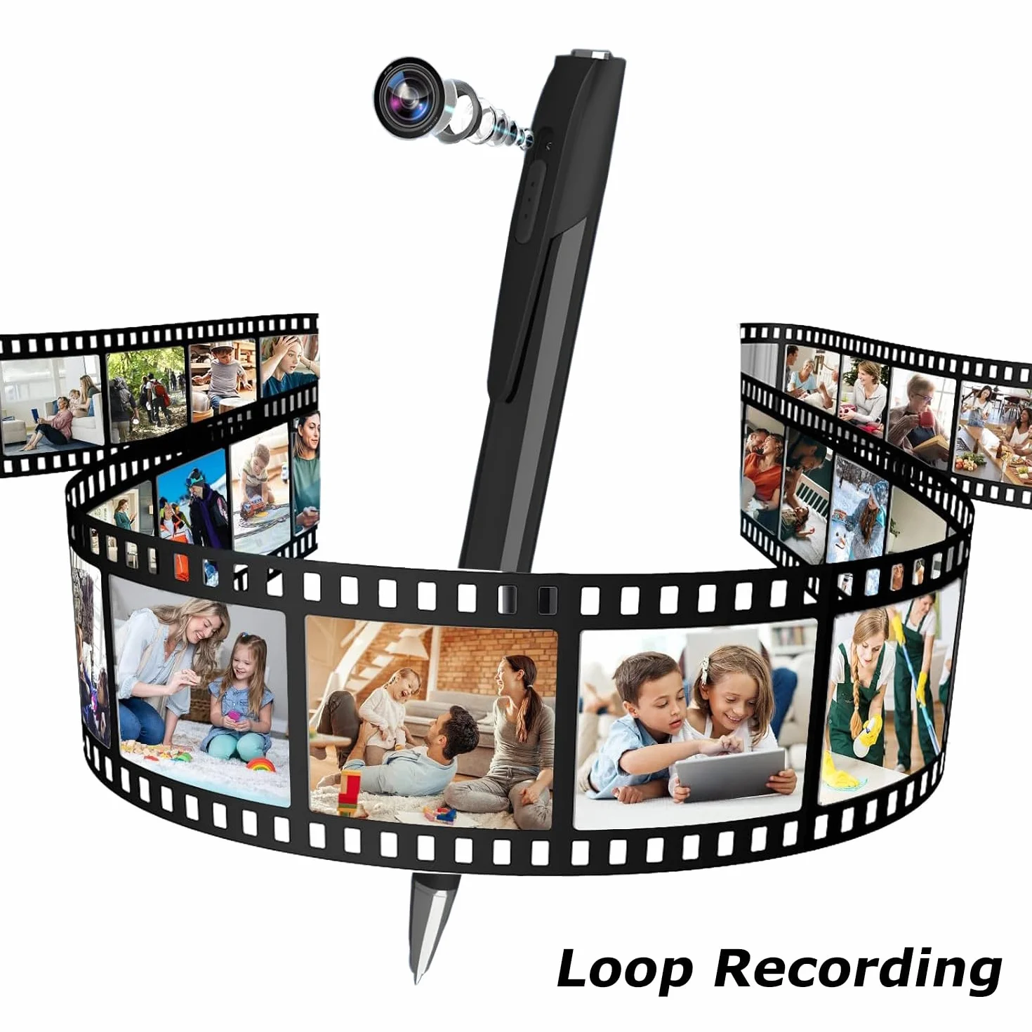 Mini Camera Espion, 1080p HD Caméra Cachée Stylo Mini Caméra de Poche Surveillance Spy Camera avec Enregistrement Vidéo Prise de Photo et 90 Mins d'Autonomie