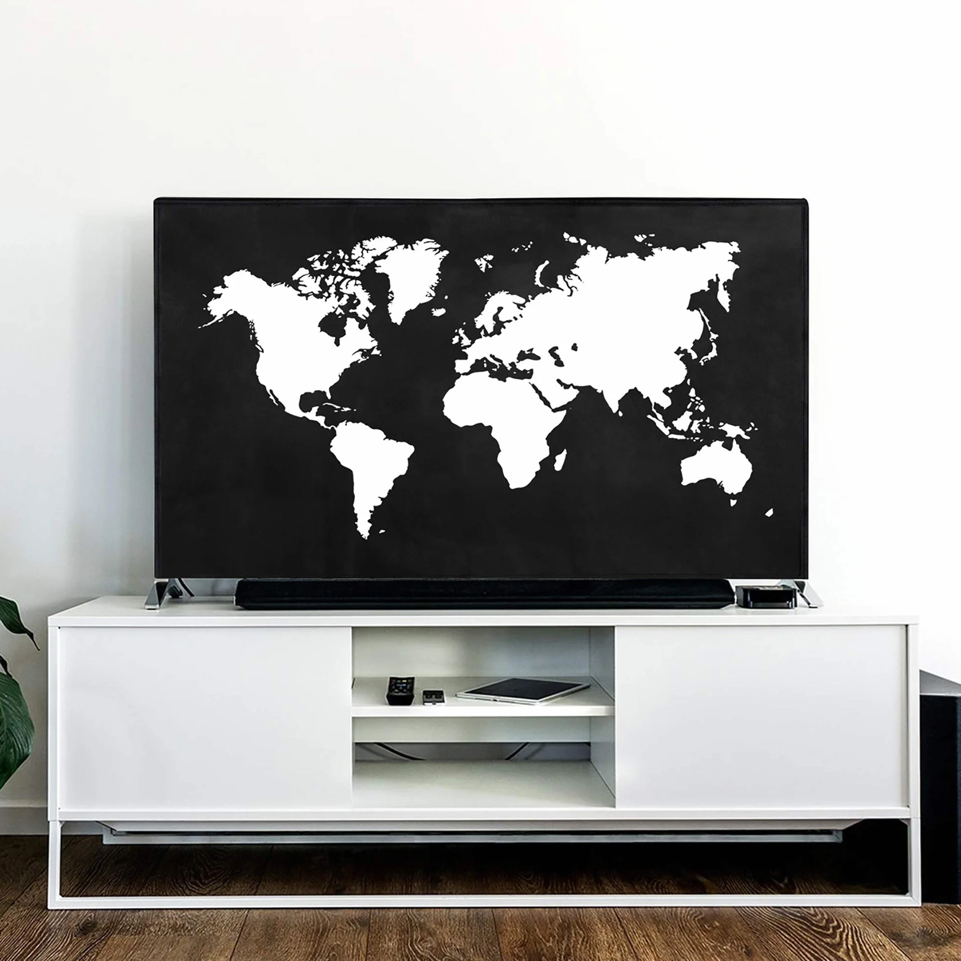 kwmobile Housse écran TV compatible 65" TV Protection écran télévision blanc-noir