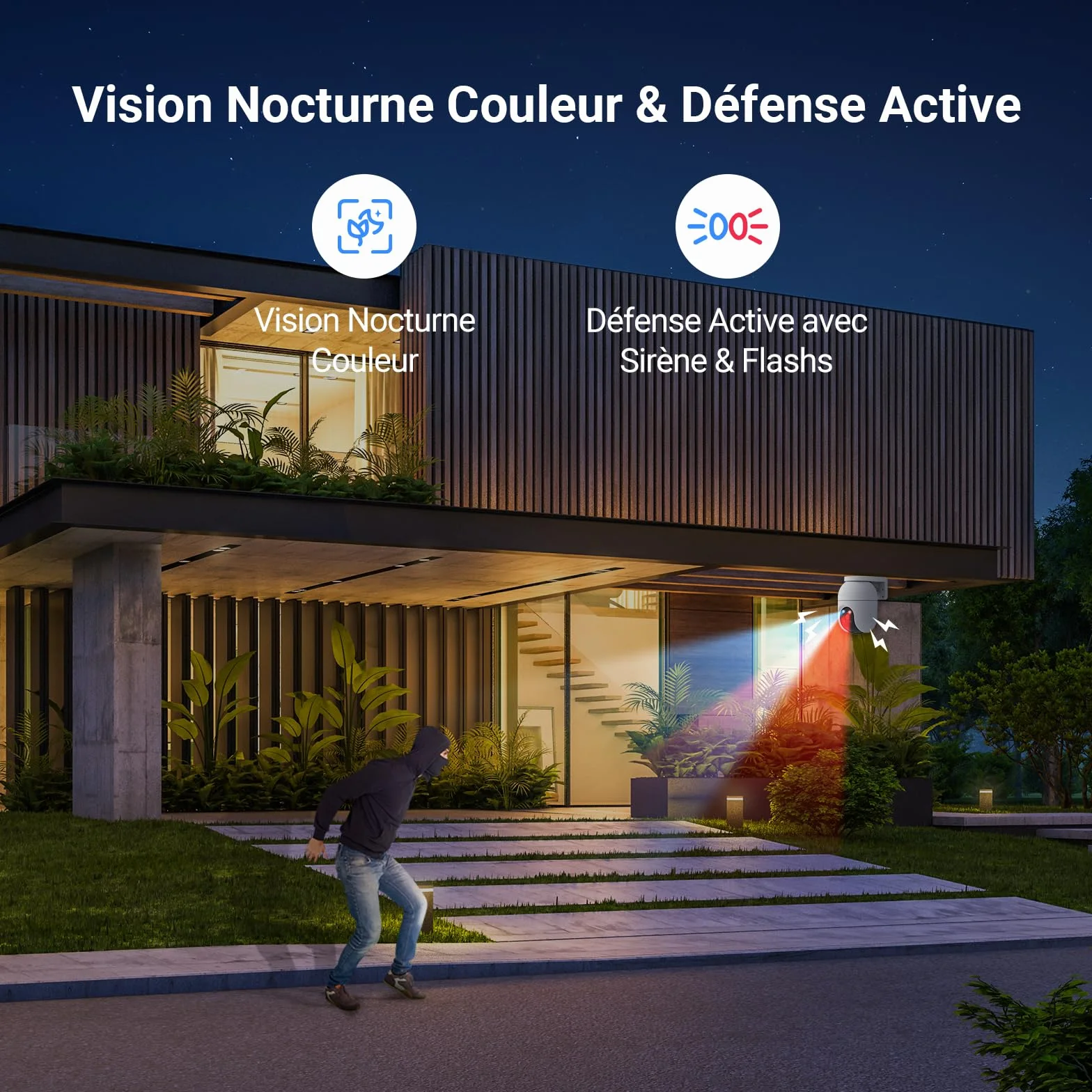 EZVIZ C8c 5MP 2PK Caméra Surveillance WiFi Extérieure 3K 360° Suivi Auto-Zoom Détection IA Humaine Véhicule Vision Nocturne Couleur Double Bande 2.4/5GHz WiFi 6