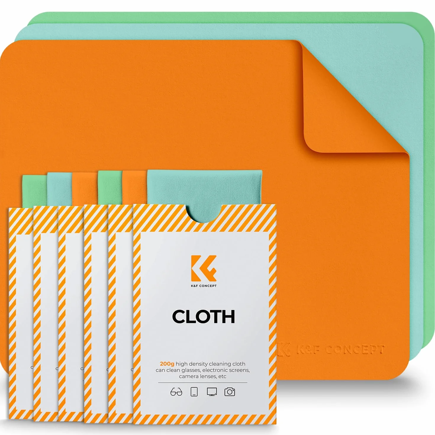 K&F CONCEPT Chiffons de Nettoyage en Microfibre, Chiffons Microfibre, Chiffon Lunettes de Vue Lunettes, Appareils Photo, Casques VR/AR, Tablettes, Lentilles et Écrans, 6 PCS, 15 x 18 cm