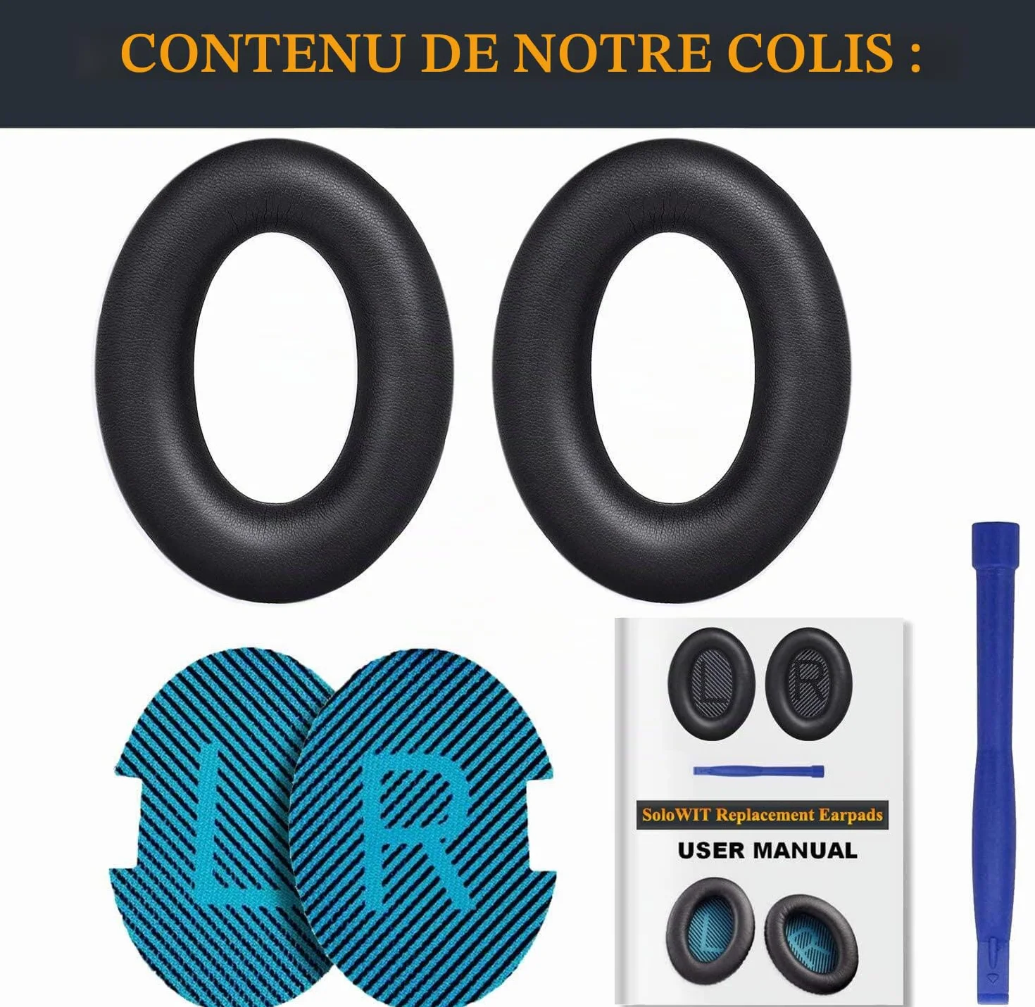 SoloWIT Coussinets d'oreille pour Bose Casques, Remplacement pour QC15 QC25 QC2 QC35 Ae2 Ae2i Ae2w SoundTrue SoundLink