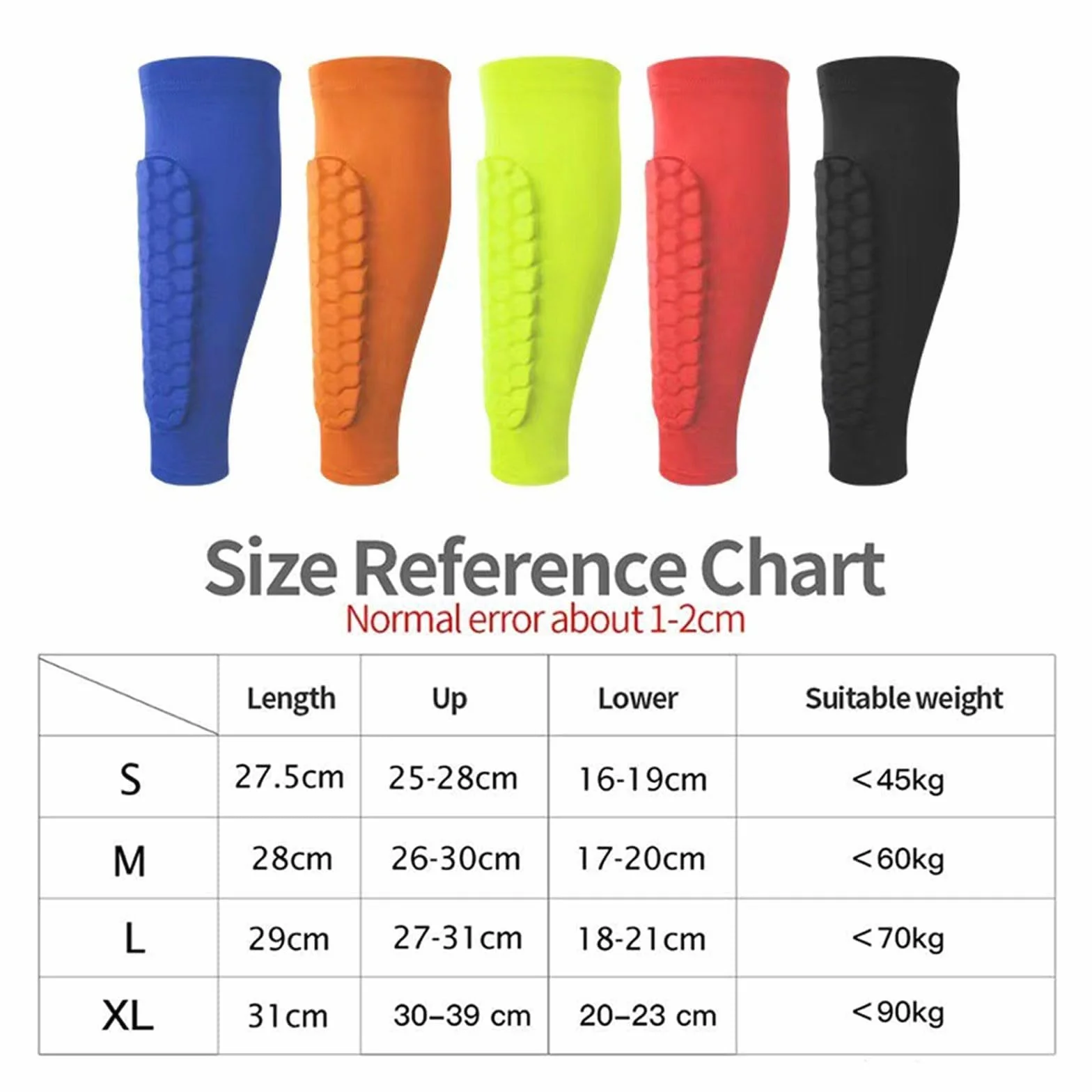 Chaussette Protege Tibias Ski Anti-Collision Longs élastiques Structure Nid d'abeille pour Skier Football