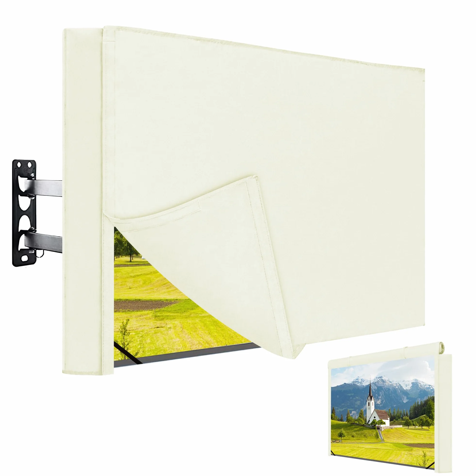Easy-Going Housse d'extérieur avec rabat avant plat pour télévision à écran plat de 52 à 55", imperméable et résistante aux intempéries, beige