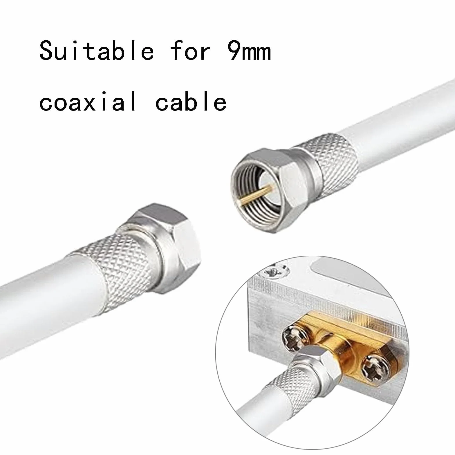 GVSS Lot de 10 Fiche F Antenne TV 7mm,Adaptateur Antenne TV,Connecteur F,Prise F,F Connector 7mm pour Câble d'Antenne Coaxial et Câble Satellite