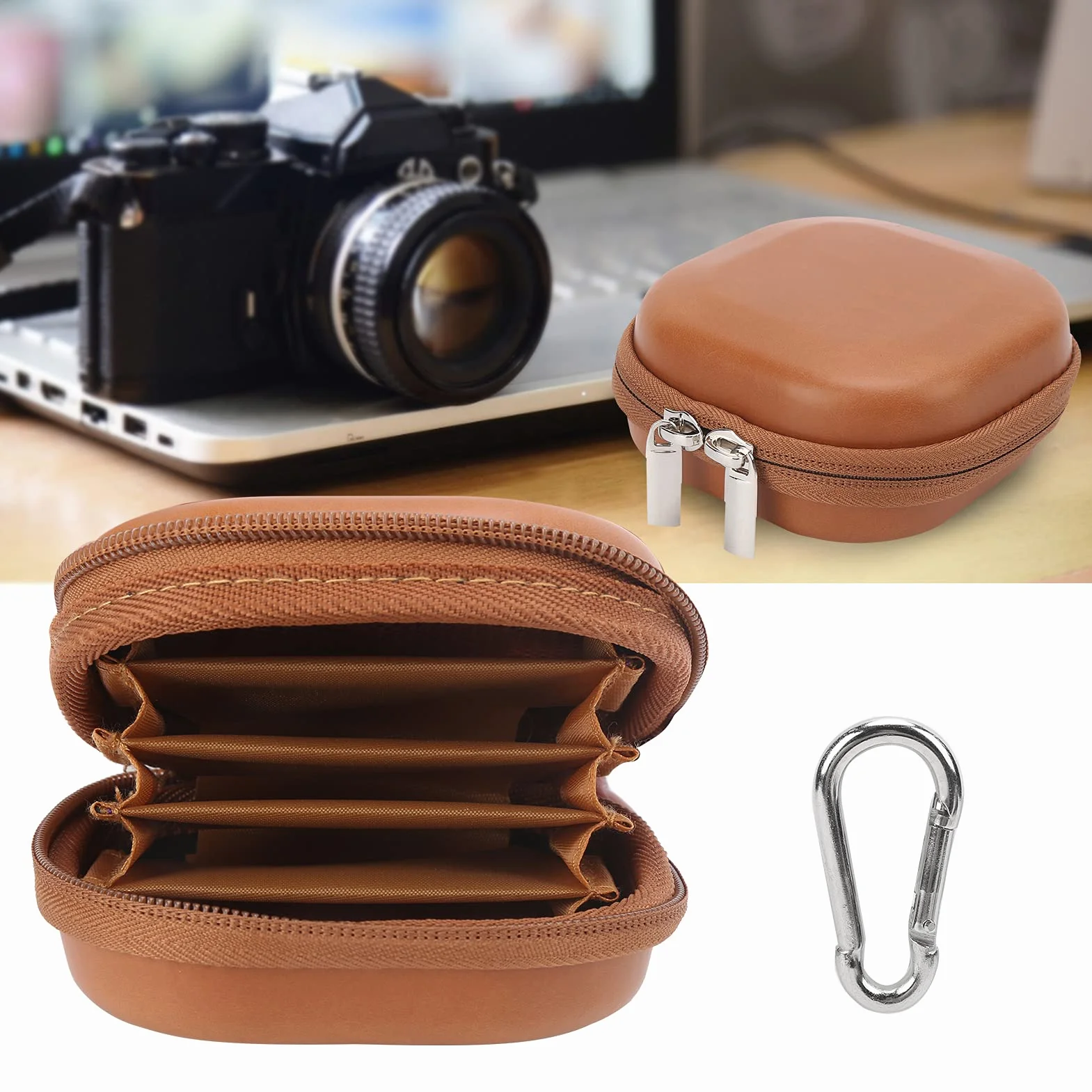 Tissting éTui de Rangement Filtre d'Objectif,PU Étui étanche Pochette pour Filtre D'objectif étui de Transport pour 5filtres Jusqu'à 82mm Étui de Filtre pour Objectif