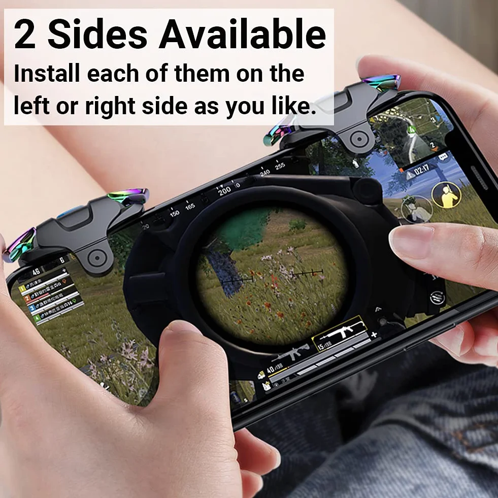 Contrôleur de Jeu Gachette Mobile, Tir Rapide Clic à Haute Fréquence Automatique 5 Niveaux, L1R1 Déclencheur Trigger Tirer Téléphone Portable Gamepad Joystick pour PUBG Android et iOS