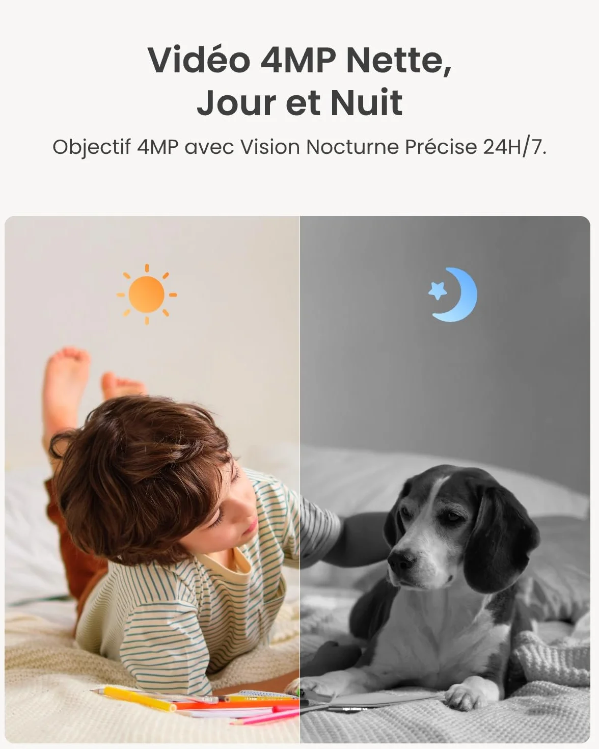 Reolink 4MP Interieur Caméra Surveillance WiFi – Vue à 360°, Suivi Automatique, Détection IA (Personne/Animal/Pleurs), Audio Bidirectionnel, Vision Nocturne, Mode Privé, sans Abonnement – ​​E1