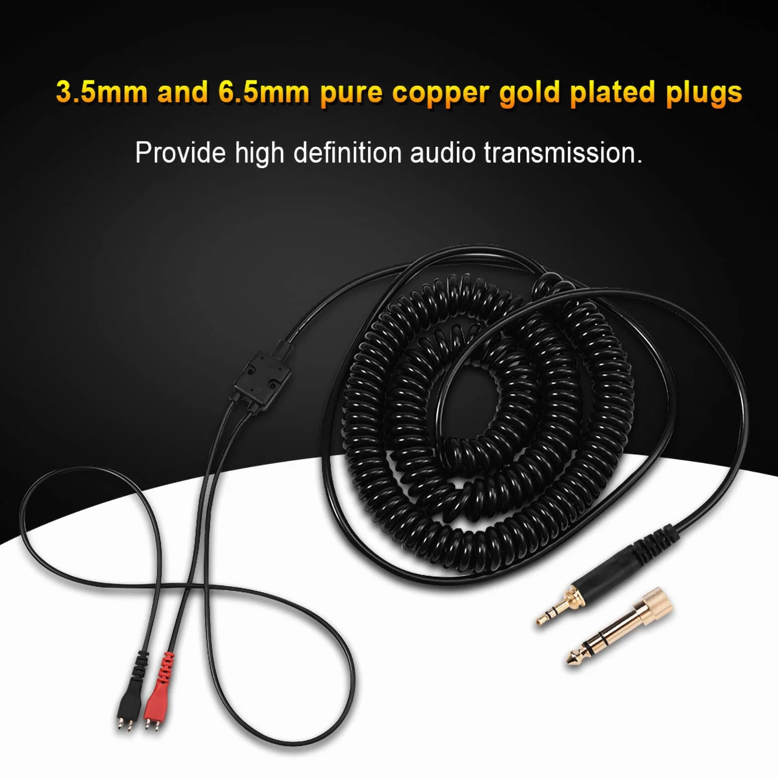 Tbest Hd25 Cable,Cable HD 25,Câble De Casque Enroulé,Câble De Bobine À Ressort De Remplacement pour Écouteurs Hd25/ 560/540/ 480/430