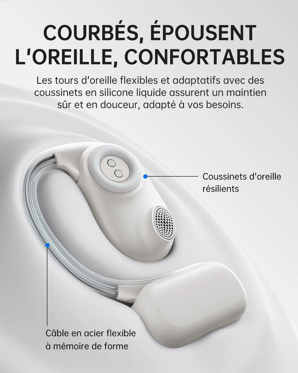 Baseus Bowie MF1 Casque Bluetooth Ouvert Acoustique Dirigé Basses Puissantes Ultra Léger IPX4 Étanche Microphones ENC Écouteurs sans Fil Bluetooth 5.4 pour Course à Pied Entraînement Fitness