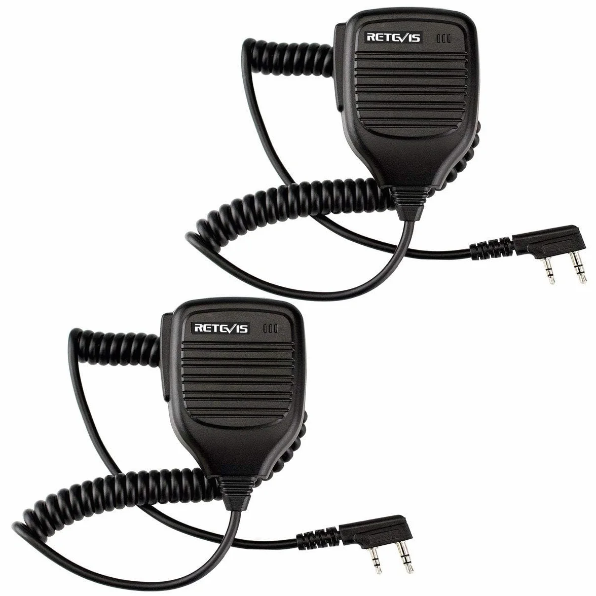 Retevis Talkie Walkie Micro 2 Broches Haut-Parleur Microphone Compatible avec Baofeng UV-5R BF-888S BF-88E RT24 RT27 H777 RT668 WOUXUN Kenwood TYT HYT Talkies Walkies pour la Chasse et Le Tir (2 Pcs)