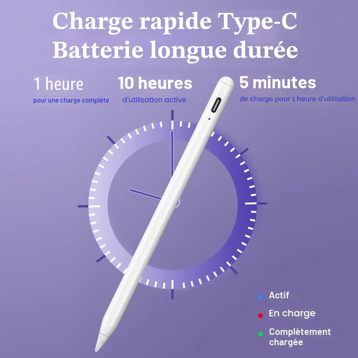 Stylet Universel pour Tablette avec Embouts de Rechange, Pencil Android iOS Smartphone Microsoft