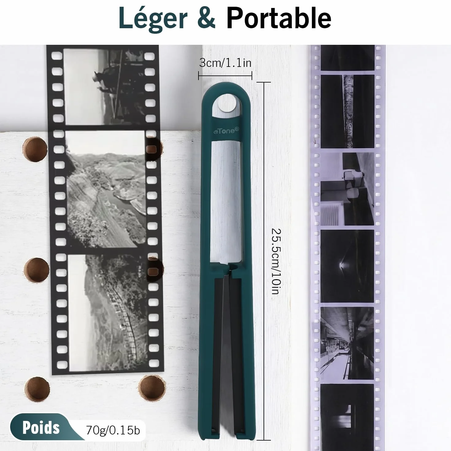 Raclette eTone pour Films 35 mm et 120, Lames Souples en Silicone, essuyage sans Traces, Compatible avec Les Films négatifs 135/120/4x5 (Vert)