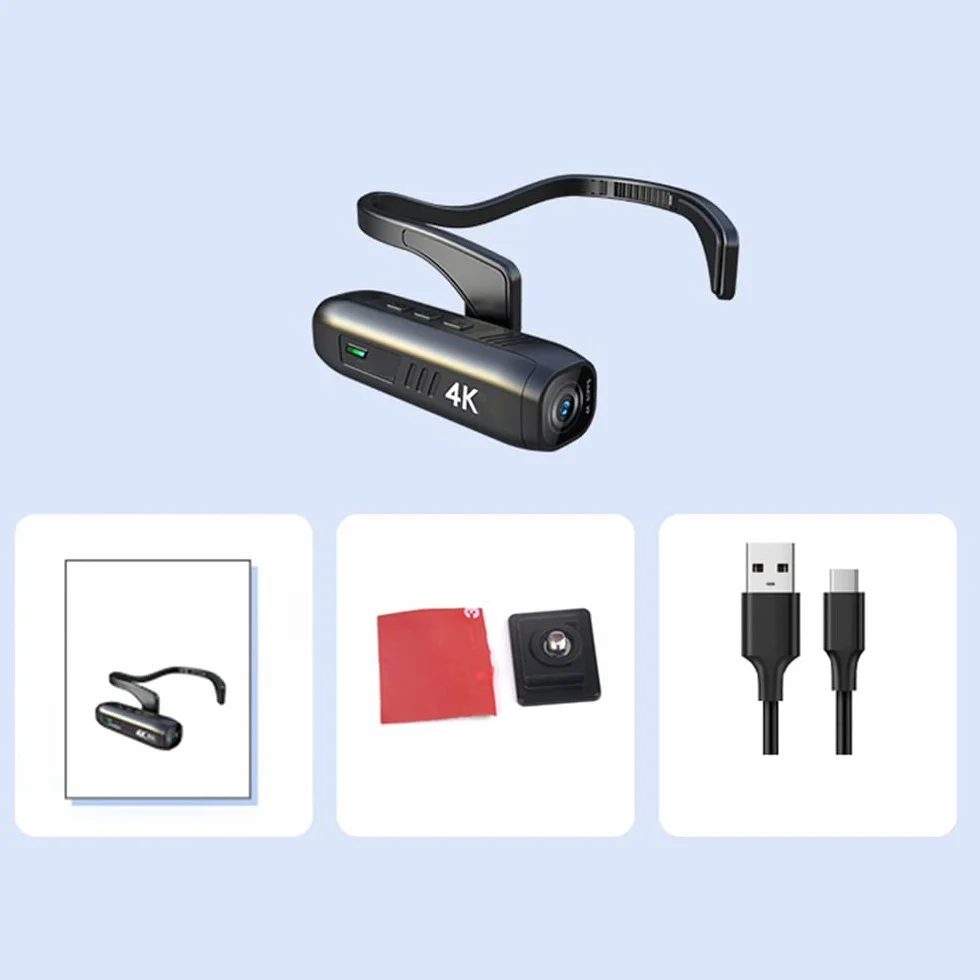 Andoer Caméra 4K 30 fps à fixation frontale WiFi portable avec objectif grand angle 120°