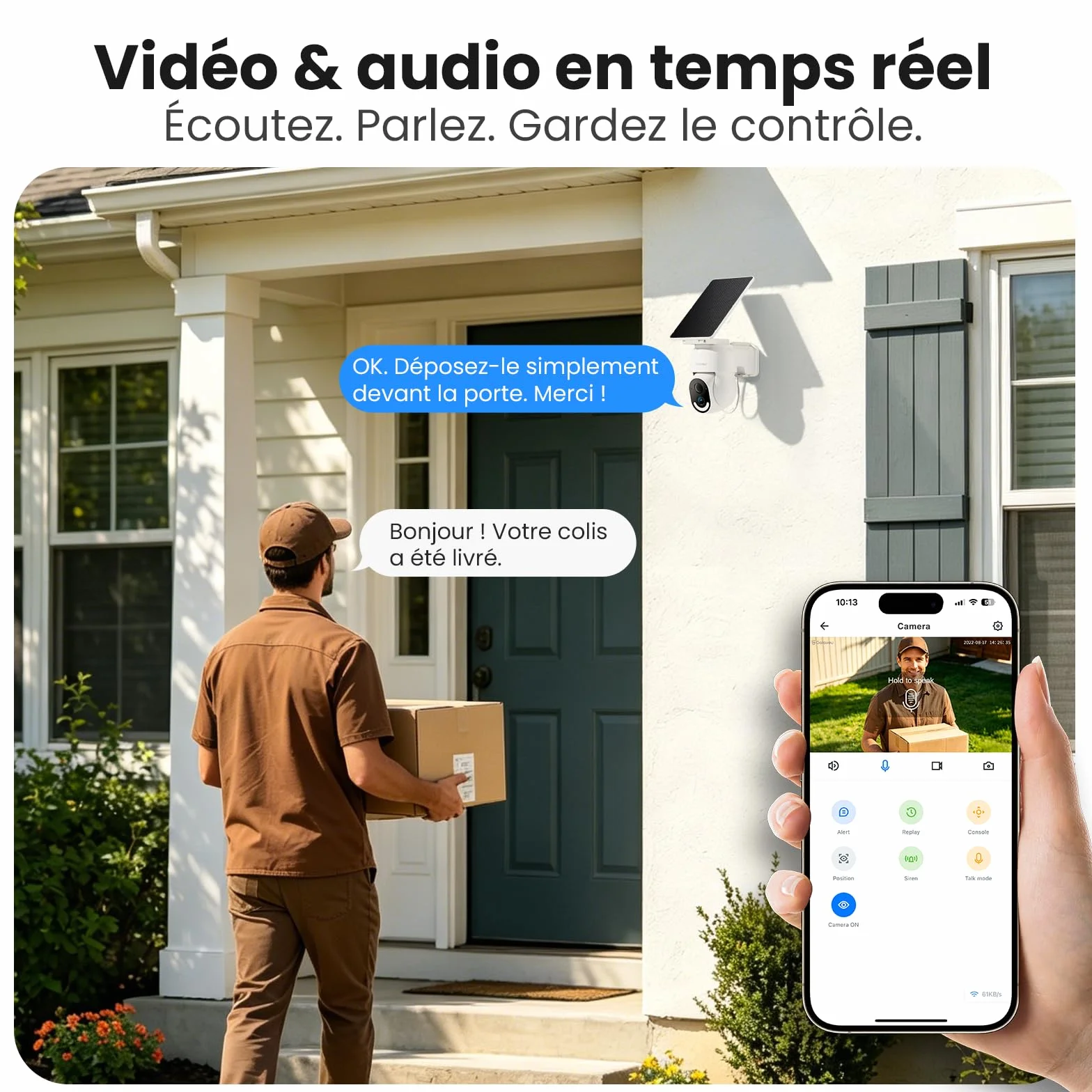GALAYOU 2K Camera Surveillance WiFi Exterieure sans Fil - Camera Exterieur sans Fil Solaire, 2.4GHz, 360° PTZ Suivi, PIR + Alarme Sonore/Lumière, Audio Bidirectionnel, Vision Nocturne Couleur, IP65