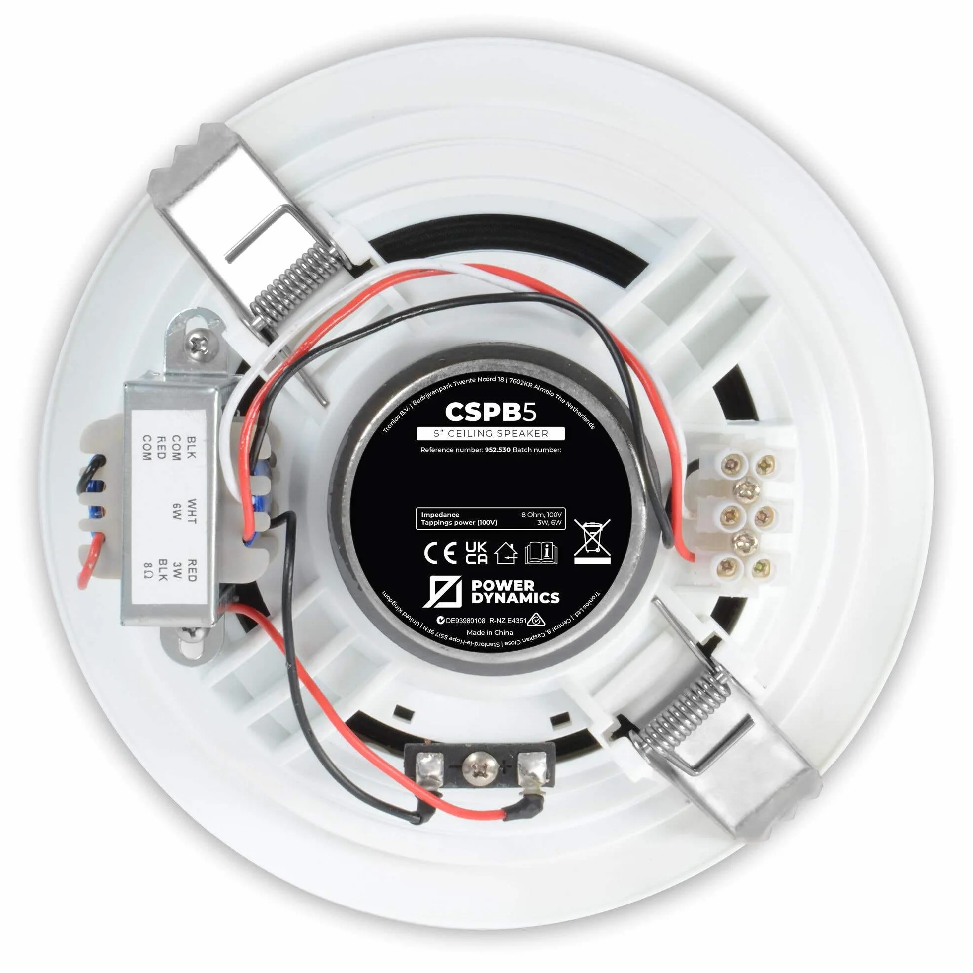Power Dynamics Système Audio 100V avec Haut-Parleurs de Plafond CSPB5 et Amplificateur PDM25 Bluetooth FM USB Câble 50m