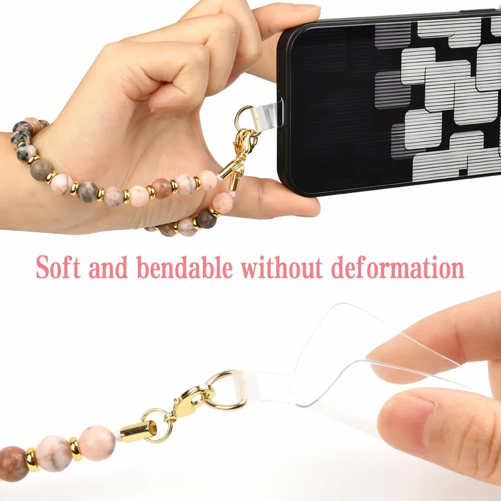 OFFCUP Dragonne Téléphone Portable Anti-Perte Bohème avec Perles Cristal Naturel