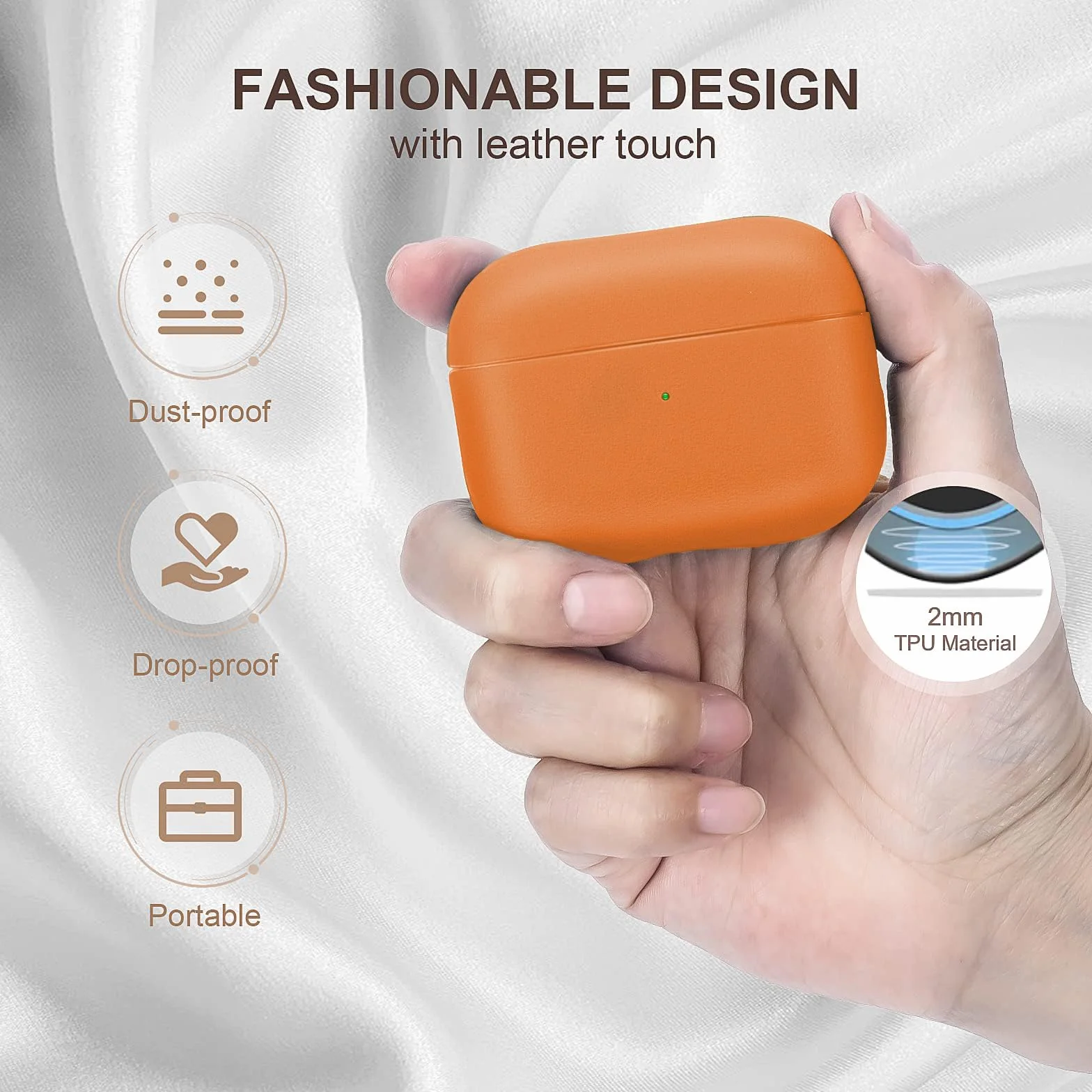 Coque TPU AirPods Pro 3ème Génération Housse Protection Apple avec Dragonne Orange