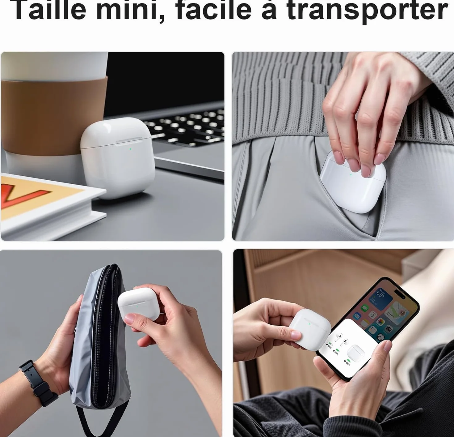 Étui de Chargement sans Fil Compatible AirPods 4, 450 mAh, Bluetooth