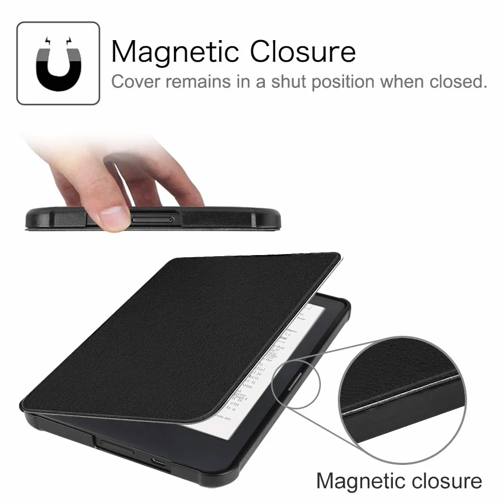 FINTIE Étui pour Kobo Clara HD 6 Pouces 2018 (Numéro de Modèle: N249) - Housse Fine et Légère Coque Fermeture Magnétique Fonction Réveil/Sommeil Automatique, Noir