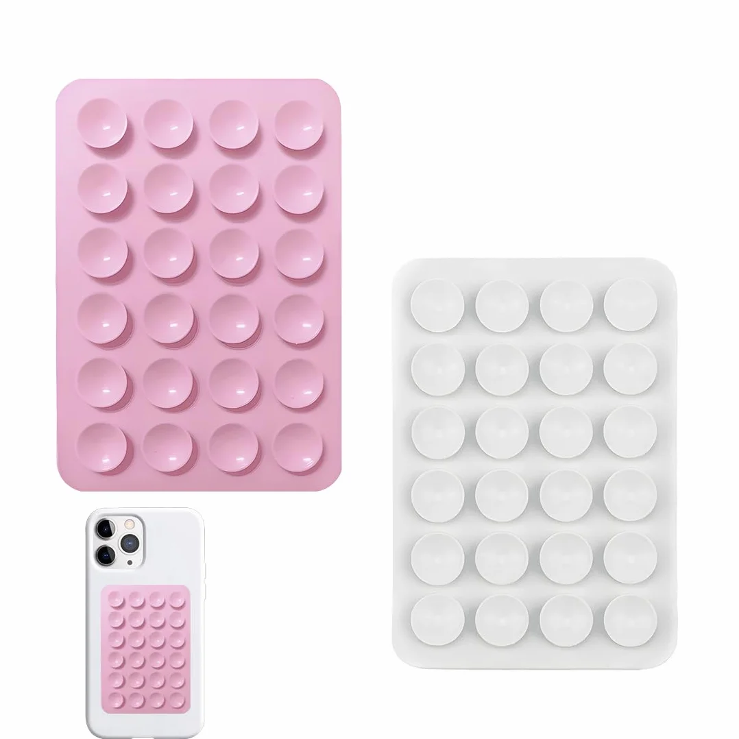 Ventouse Téléphone 2 Pièces En Silicone, Support Mains Libres 8Cm X 5.5Cm Pour Miroir Et Douche