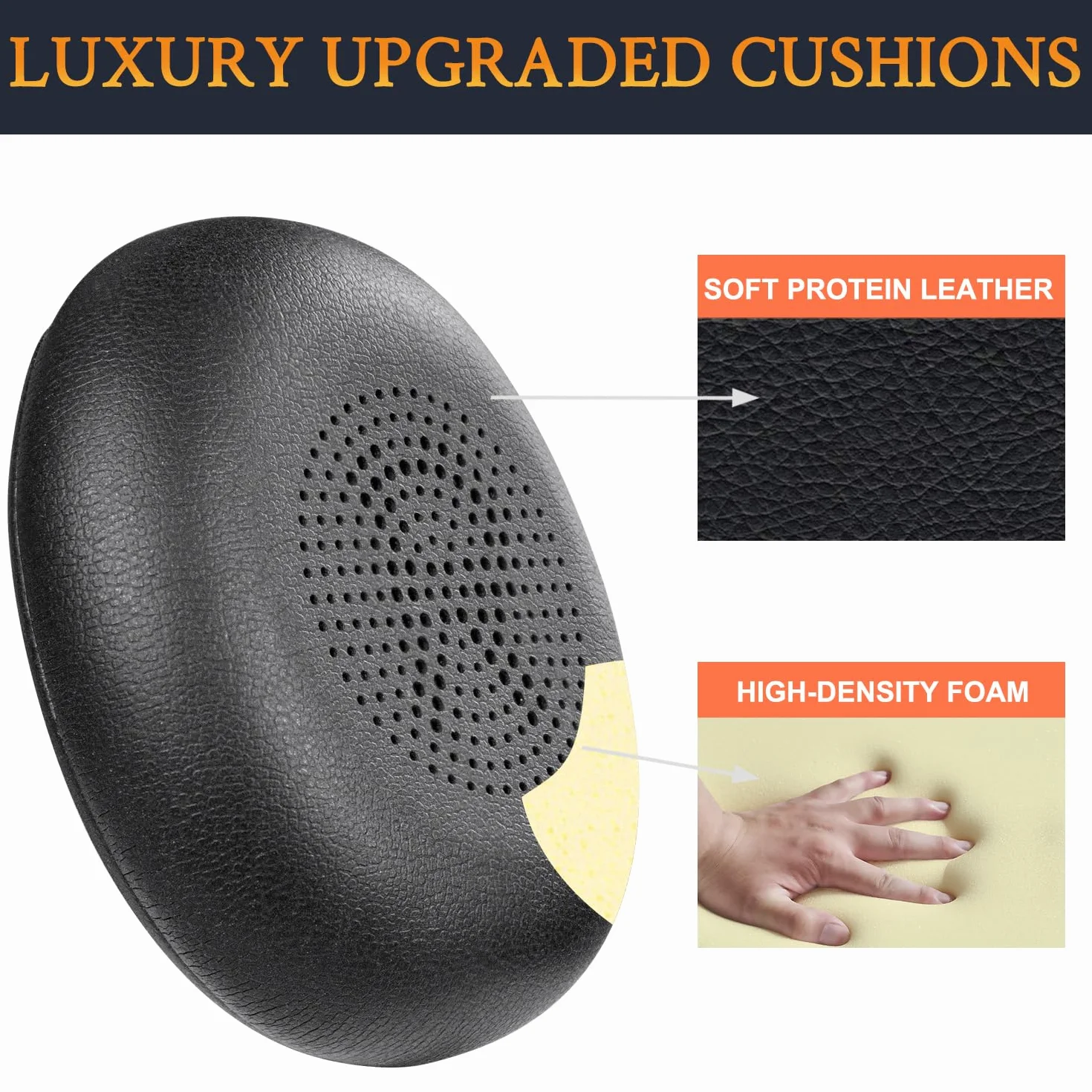 SOULWIT Mousse Coussinets pour Jabra Evolve2 65, Evolve2 40, Elite 45h Casque Supra-auriculaire sans Fil Cuir protéiné Plus Doux