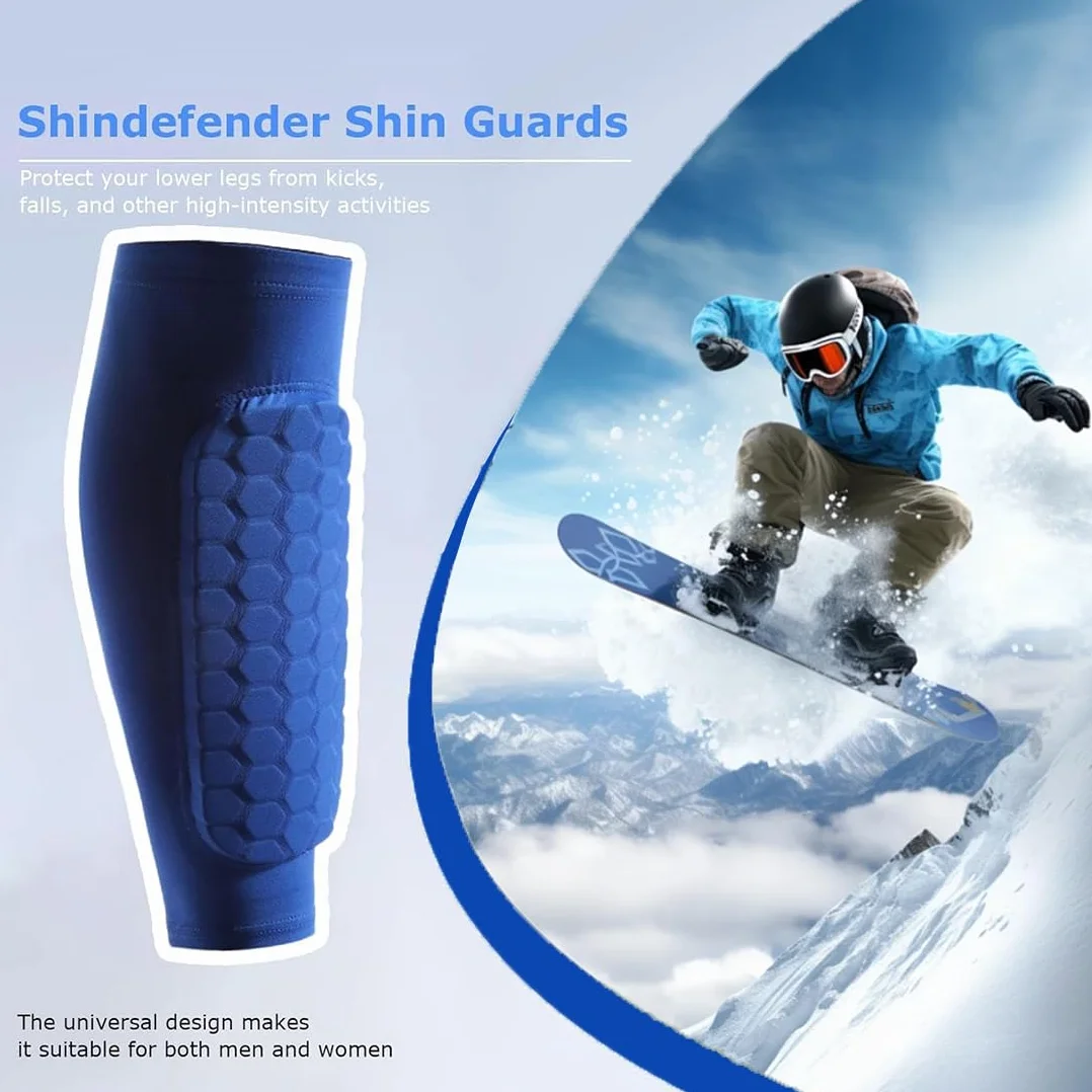 Protège-tibia Ski Anti-Collision Long Structure Nid d'Abeille