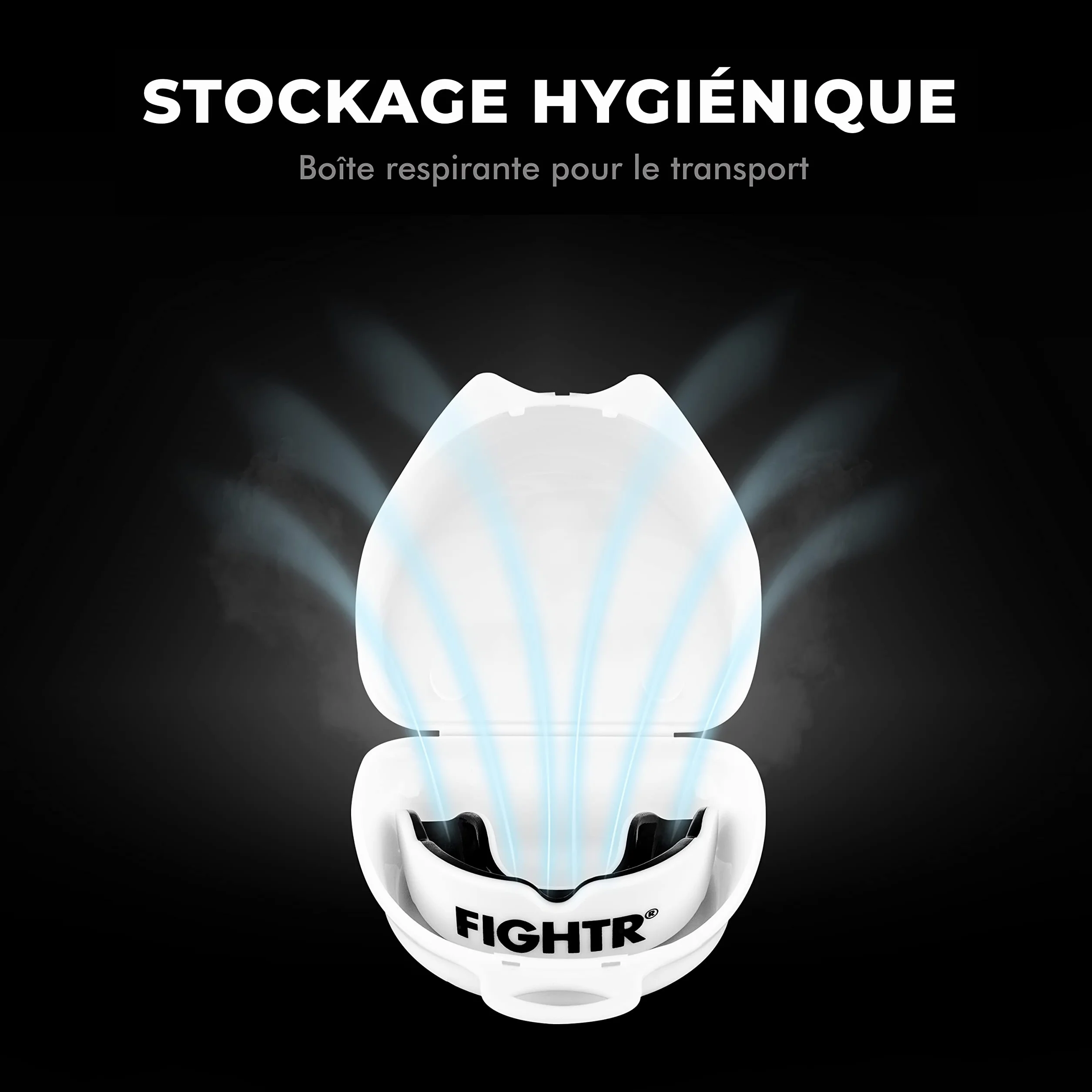 FIGHTR® Protège-Dents Sport Boxe MMA Muay Thai Hockey Arts Martiaux Respiration Facile Ajustable Boîte Hygiène
