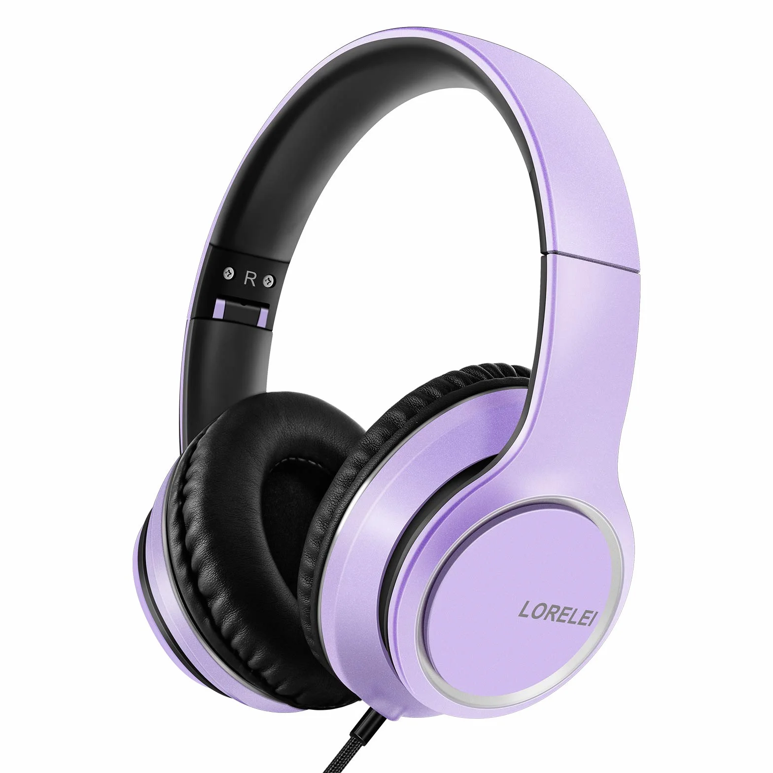 Lorelei X8 Casque Filaire mic 1,45 m Nylon Anti-nœuds 3,5 mm, léger Pliable Portable Smartphone Tablette Ordinateur MP3/4 (Violet foncé)