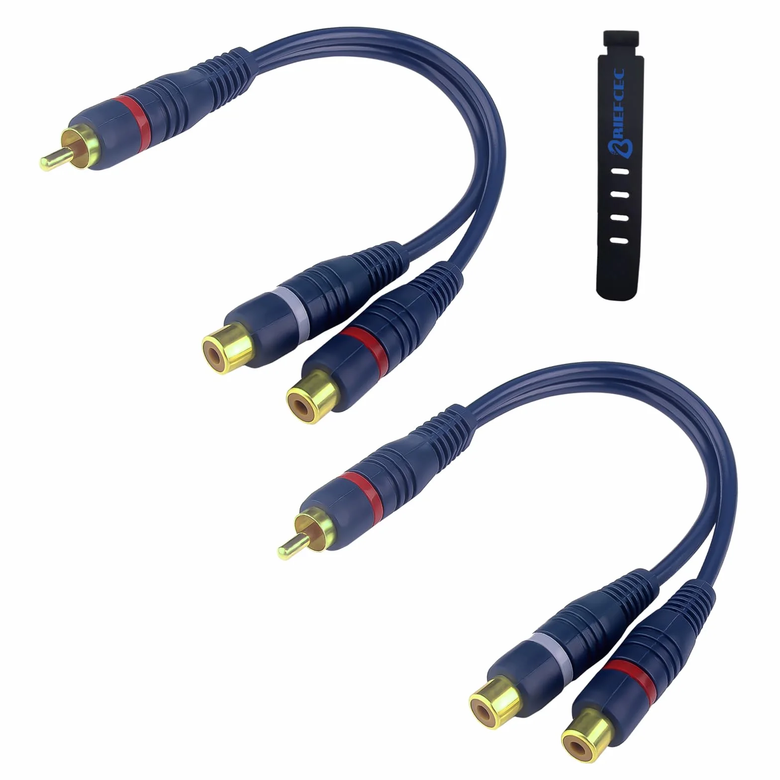 Câble Répartiteur RCA Audio Adaptateur Câble Y Cinch, 15cm RCA vers JACK 1 Mâle à 2 Femelle pour Caisson Basses, Phono, AV, Audio, Subwoofer Voiture(2Pack, Bleu)