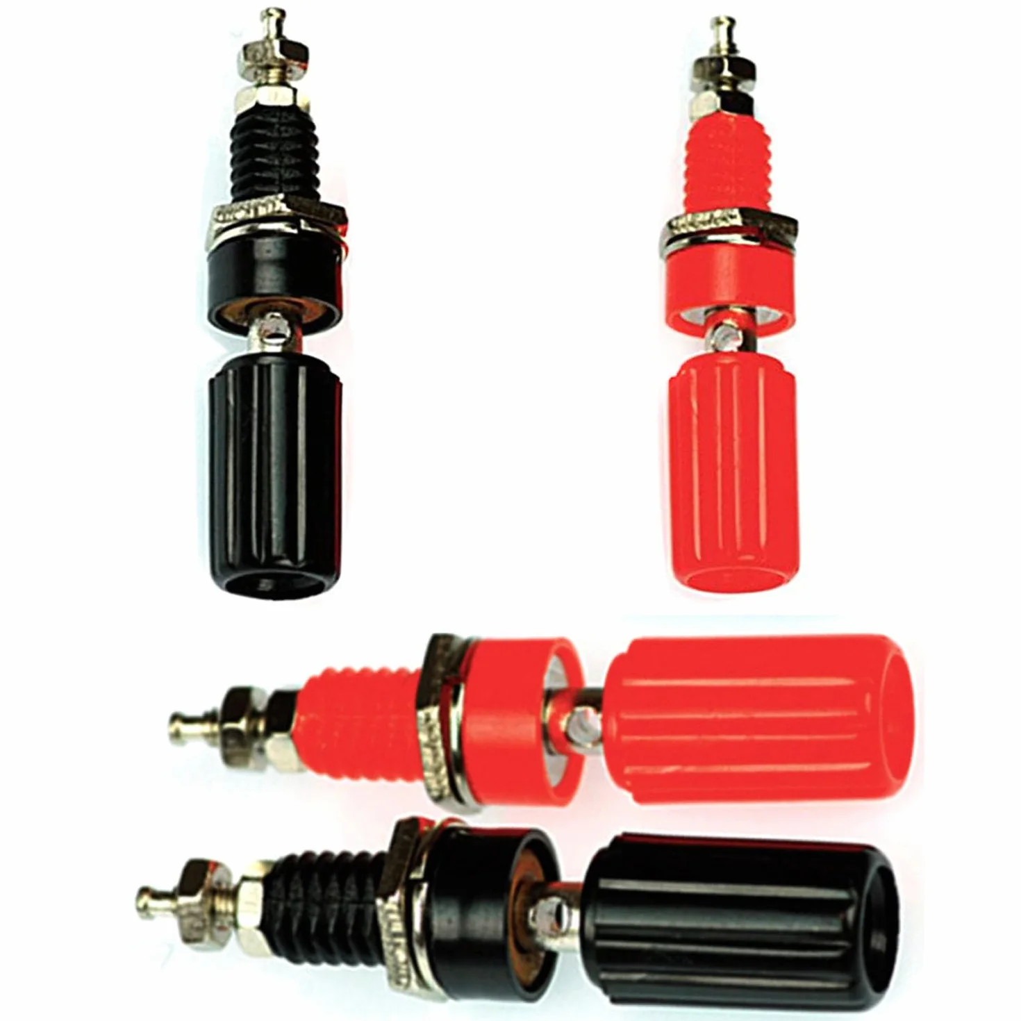 RUNCCI-YUN Lot de 10 4mm Fiche Banane Douille, Fiche Banane Femelle, 4mm fiche enceinte, Haut-Parleur Reliure Femelle Post Socket Jack pour 4mm Banana Fiche Connecteur（rouge noir）