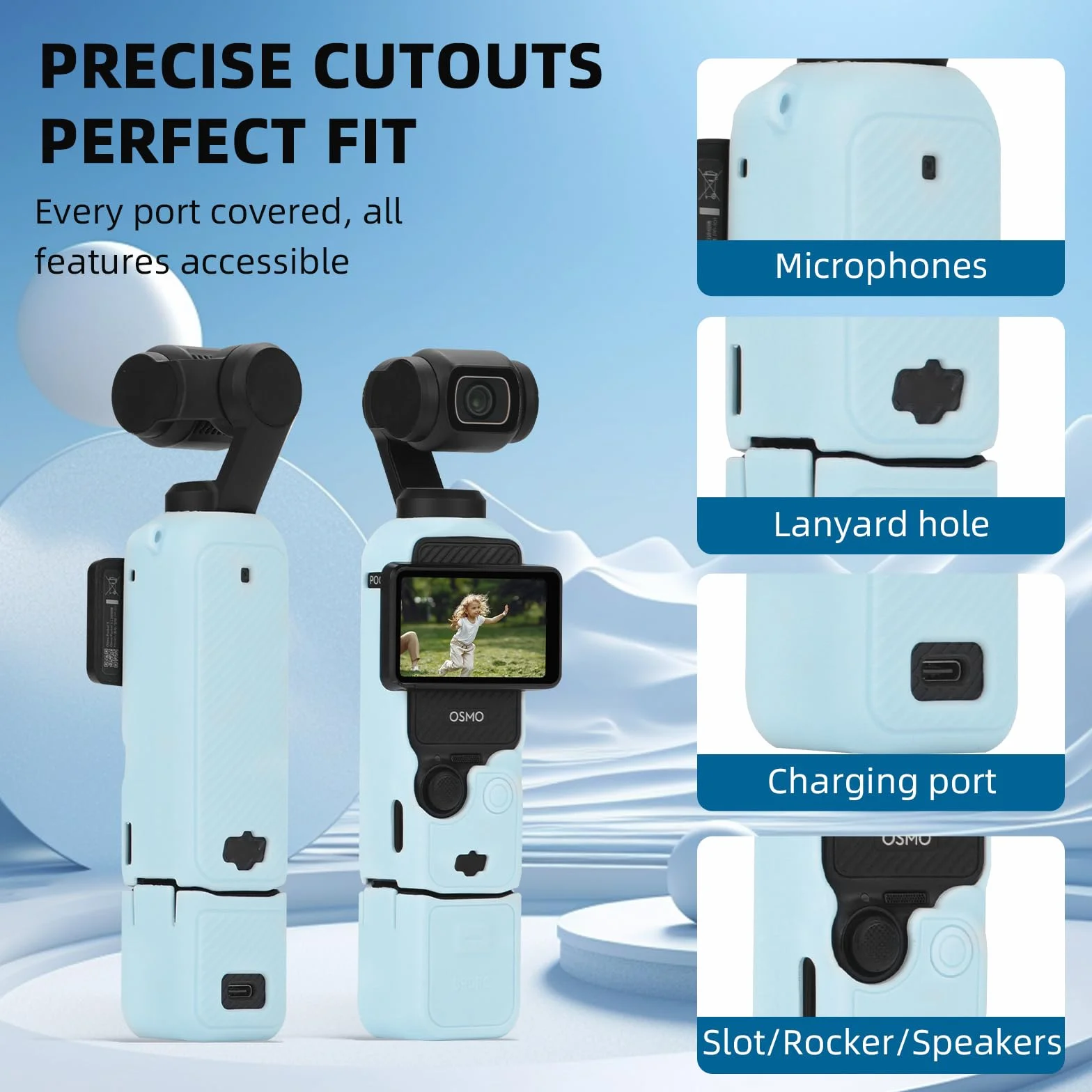 BRDRC Housse en silicone pour DJI OSMO Pocket 3, protecteur d'objectif, étui de protection