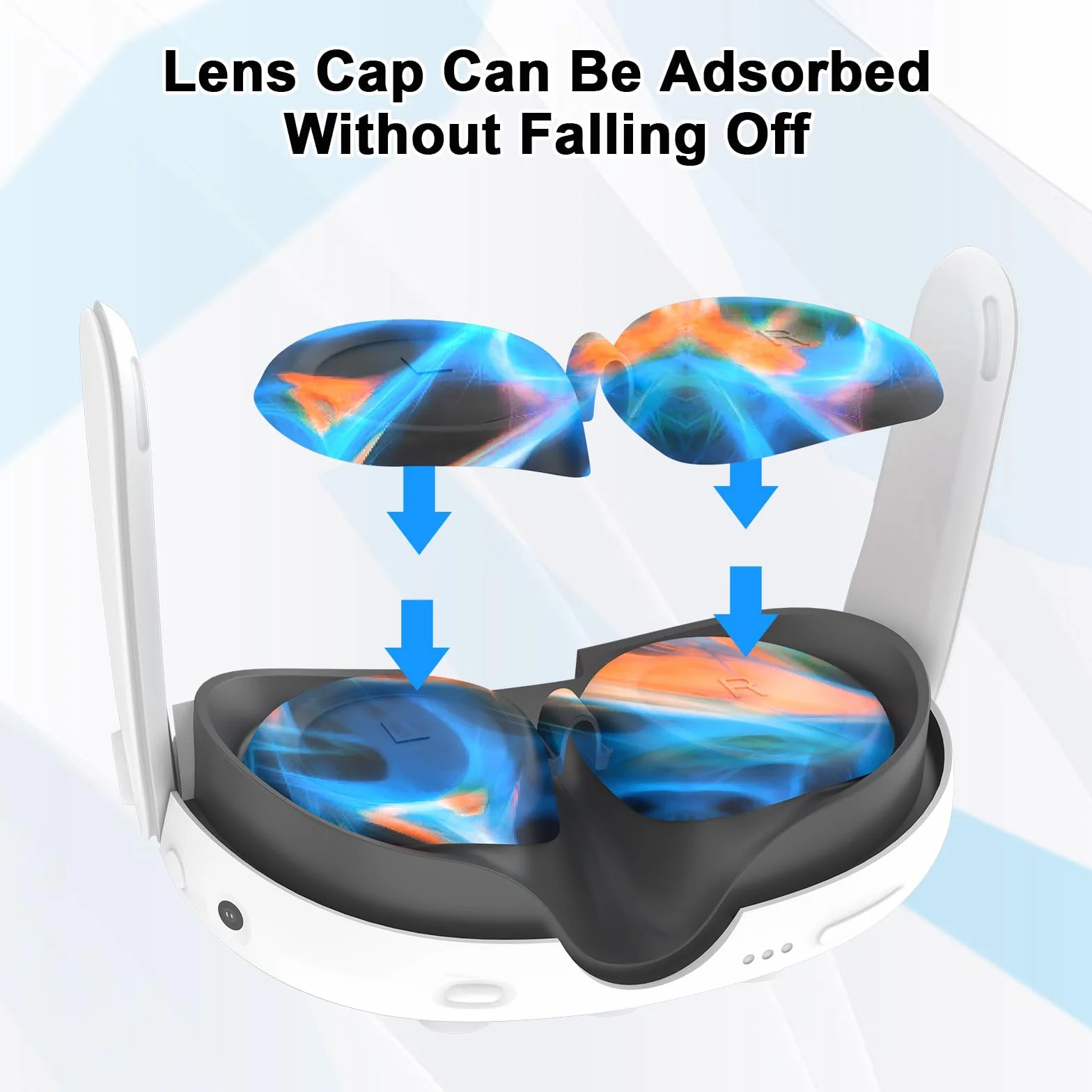 Étui en silicone VR pour Meta/Oculus Quest 3, ensemble d'accessoires avec housse en cuir pour manette, coque, couvre-visage et couvercle d'objectif (bleu)