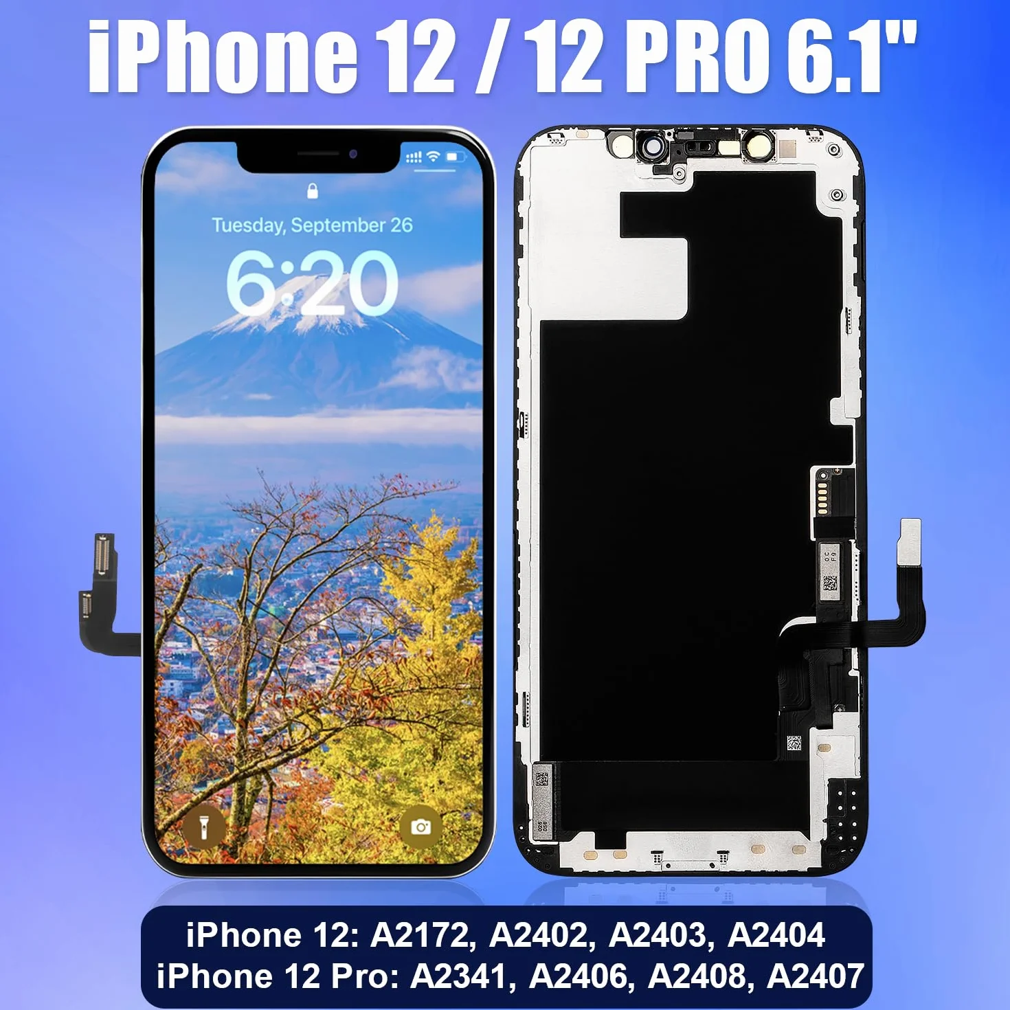 Brinonac Écran pour iPhone 12/12 Pro, 6,1" LCD Retina Full HD Tactile Digitizer Remplacement Assemblage avec Outils de Réparation
