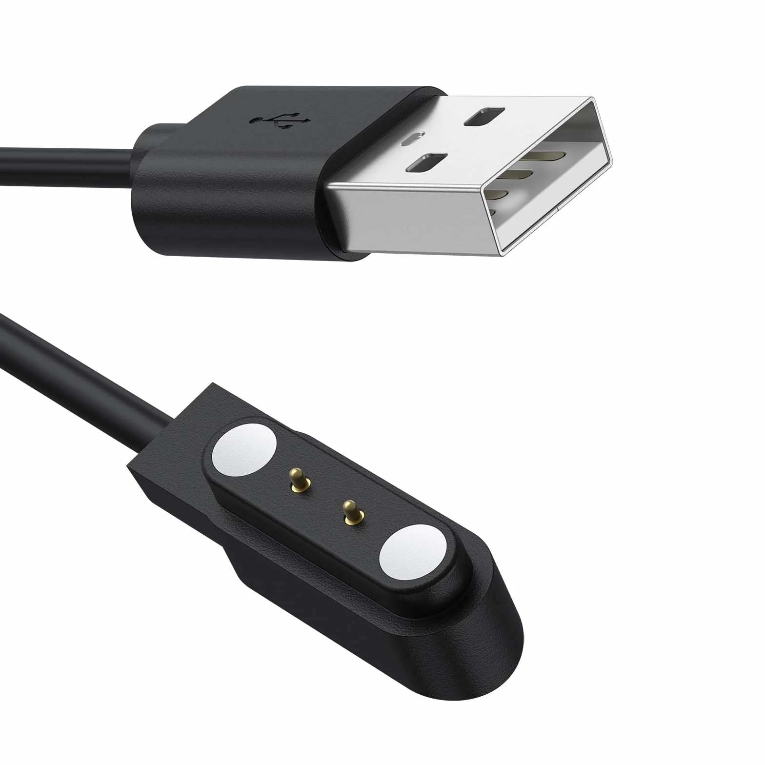 Amzpas Chargeur Montre Connectée, Câble USB 2 Broches de Charge Magnétique pour Smartwatch, Câble de Recharge pour Montre Intelligente Universel, Espacement des Contacts du Chargeur 4mm (USB 60cm)