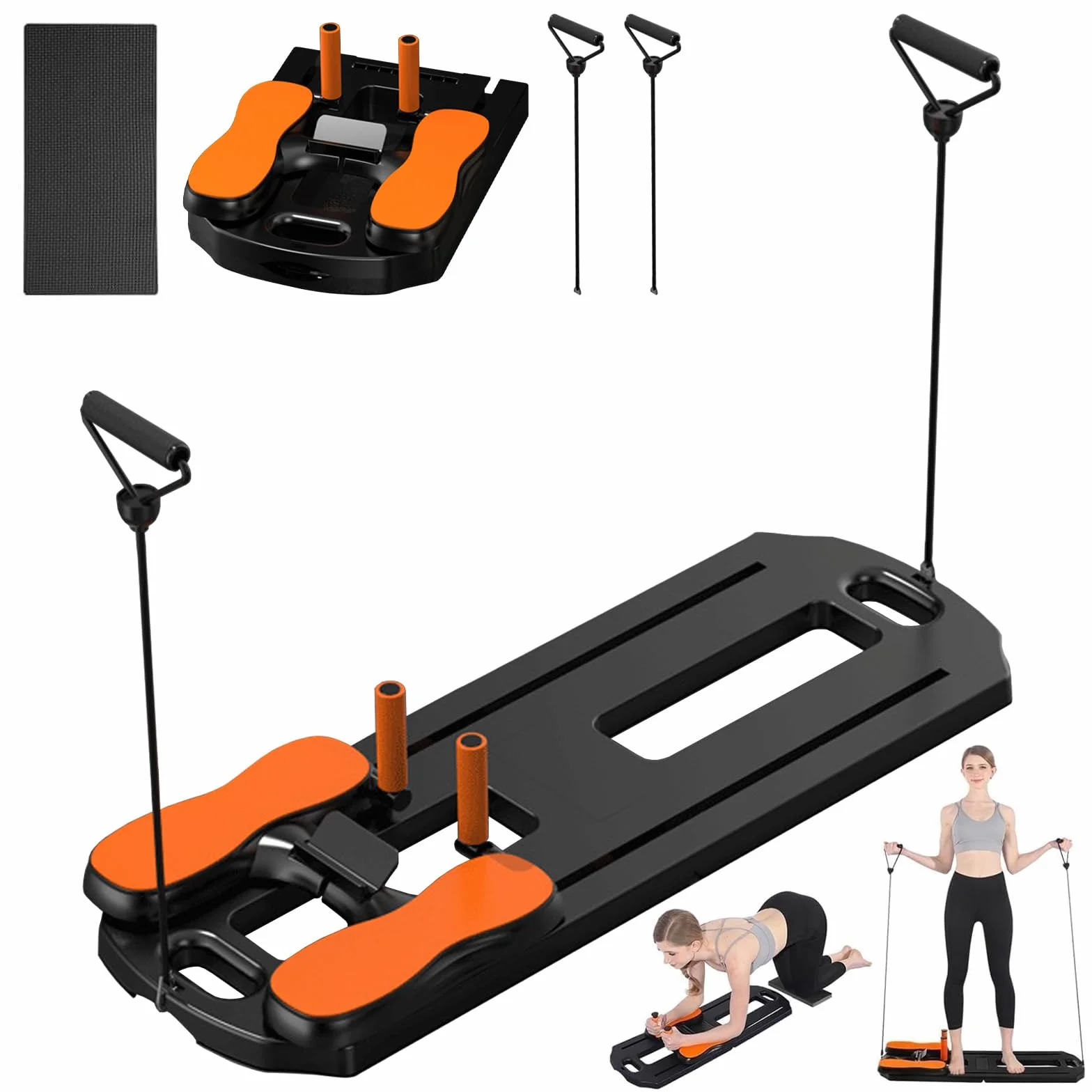 Planche de Pilates Pliable avec Rebond Automatique 24 Pieds antidérapants Multifonction Capacité 300 kg