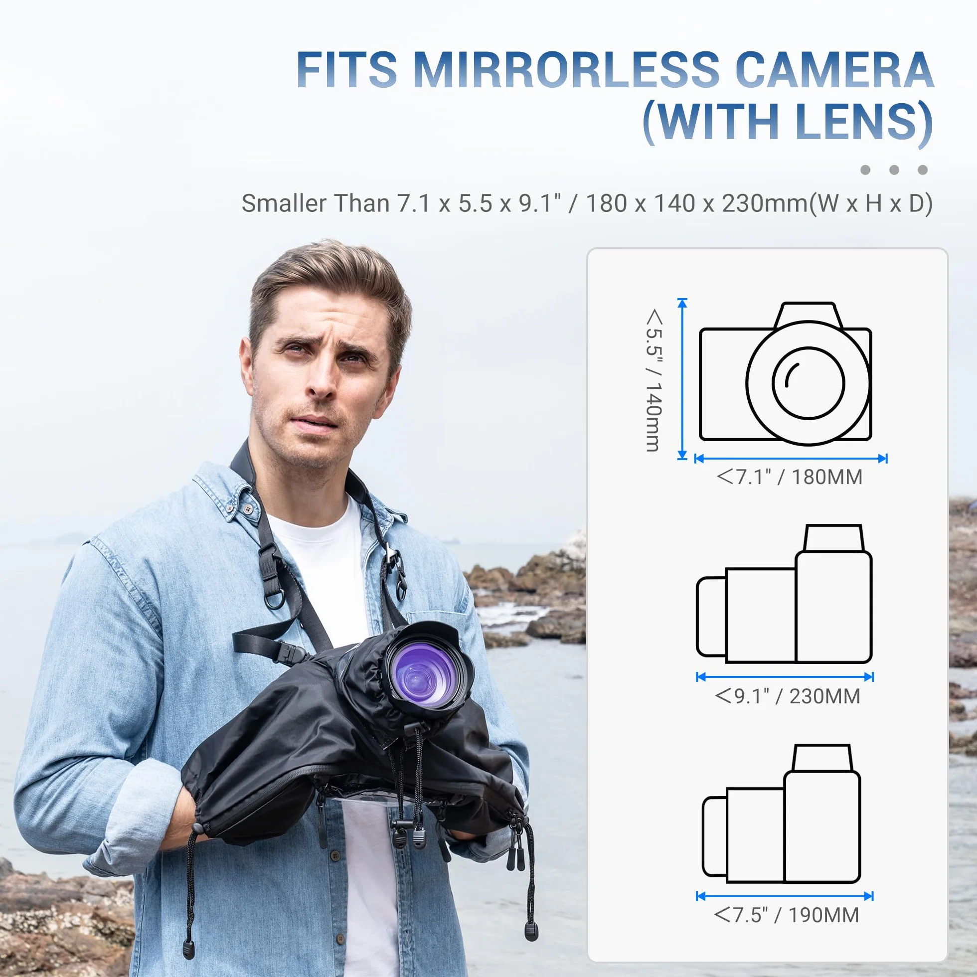 Protection Pluie Appareil Photo, Design Amélioration de la Fenêtre Transparente Zippée, Noir en Nylon pour Housse de Pluie pour Appareil Photo Compatible avec Canon Sony Nikon DSLR