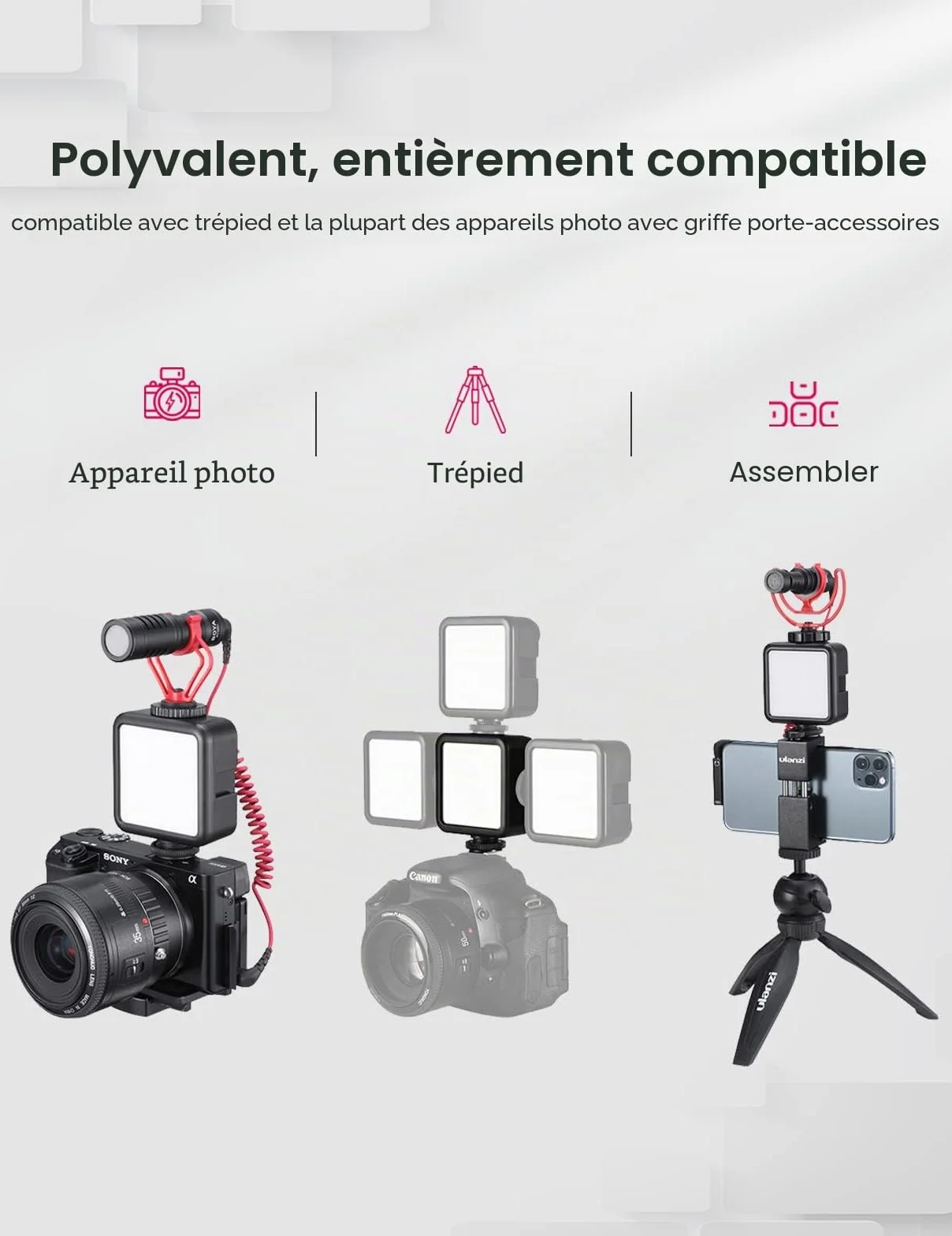Lumiere Photo, ULANZI VL49 LED Photo RGB avec Batterie Intégrée Charge, RGB Full Color Mode, éclairage Lampe Vidéo Portable 2500K-9500K Couleur Température Réglable pour la Photographie (VL49)