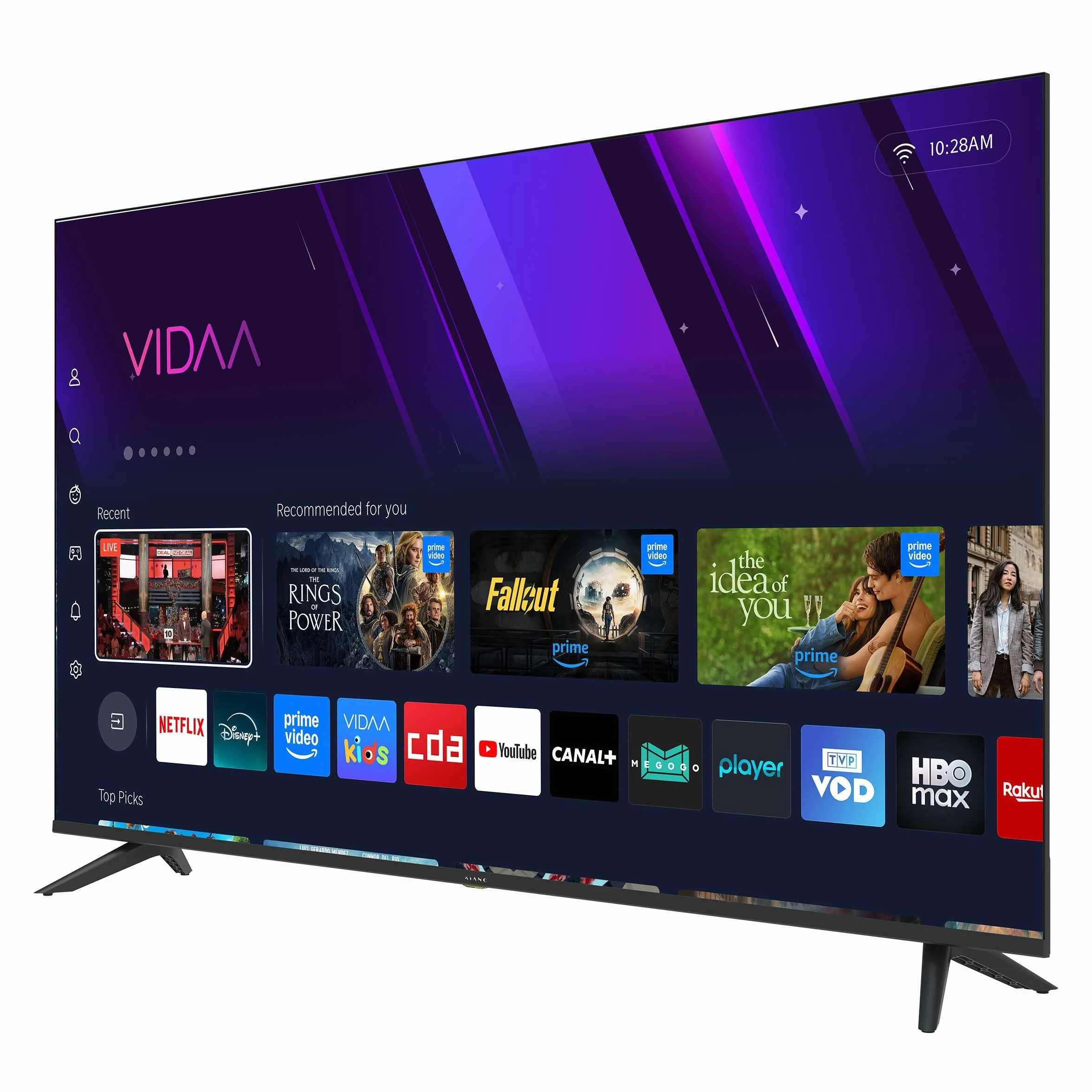 KIANO Elegance 55” Smart TV 4K UHD – VIDAA OS, D-LED, HDR, Dolby Digital Plus, Wi-FI, HDMI/USB, Triple Tuner DVB-T2/S2/C, PVR USB, Design sans Bordures