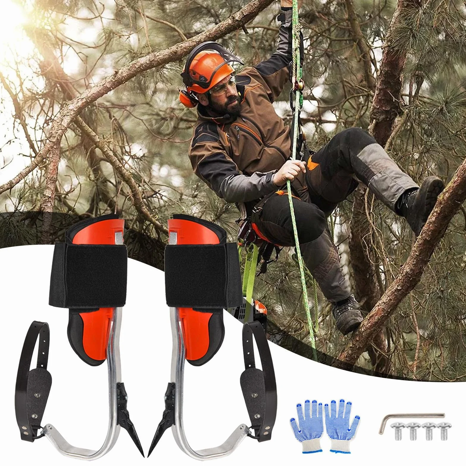 Chaussures d'escalade en alliage d'aluminium, harnais durable ensemble d'outils de sécurité pour sports de plein air