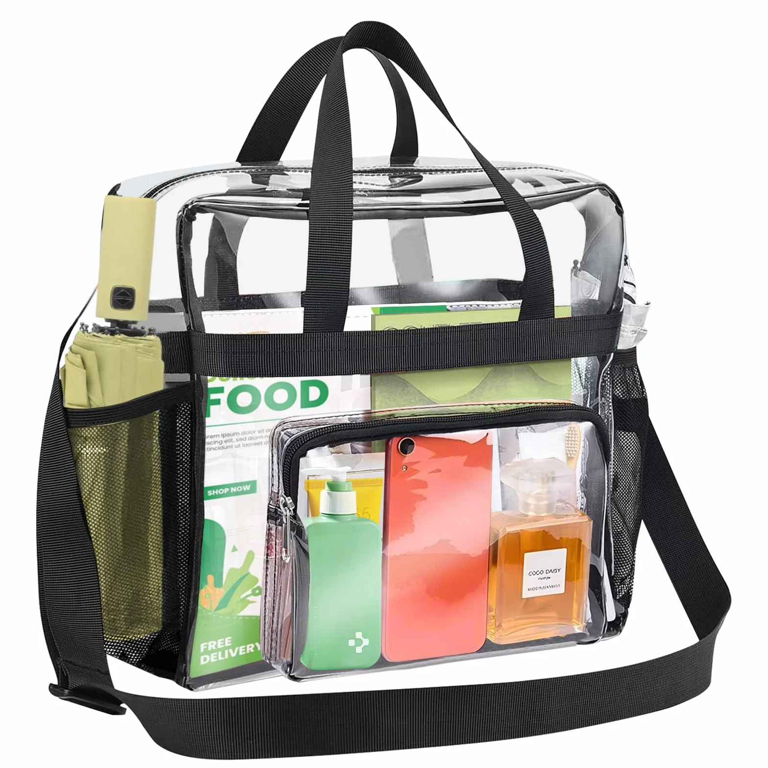 Sac Fourre-Tout Transparent en PVC Clear Bag 31 x 30 x 15 cm