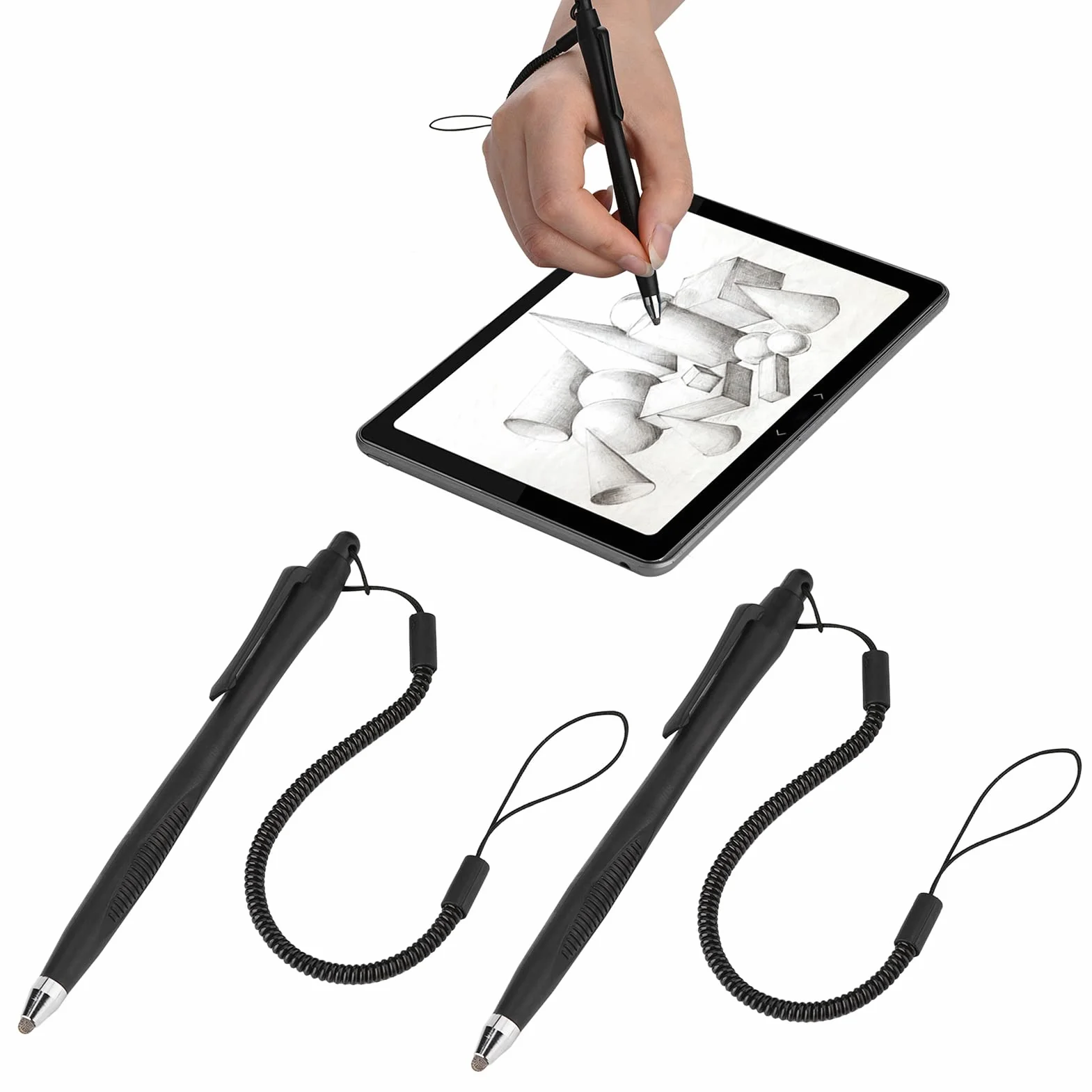 Stylet pour Écran Tactile Résistif 2 Pcs Stylet Résistif avec Cordon Rétractable pour Tablette de Téléphone PC, 12.6cm