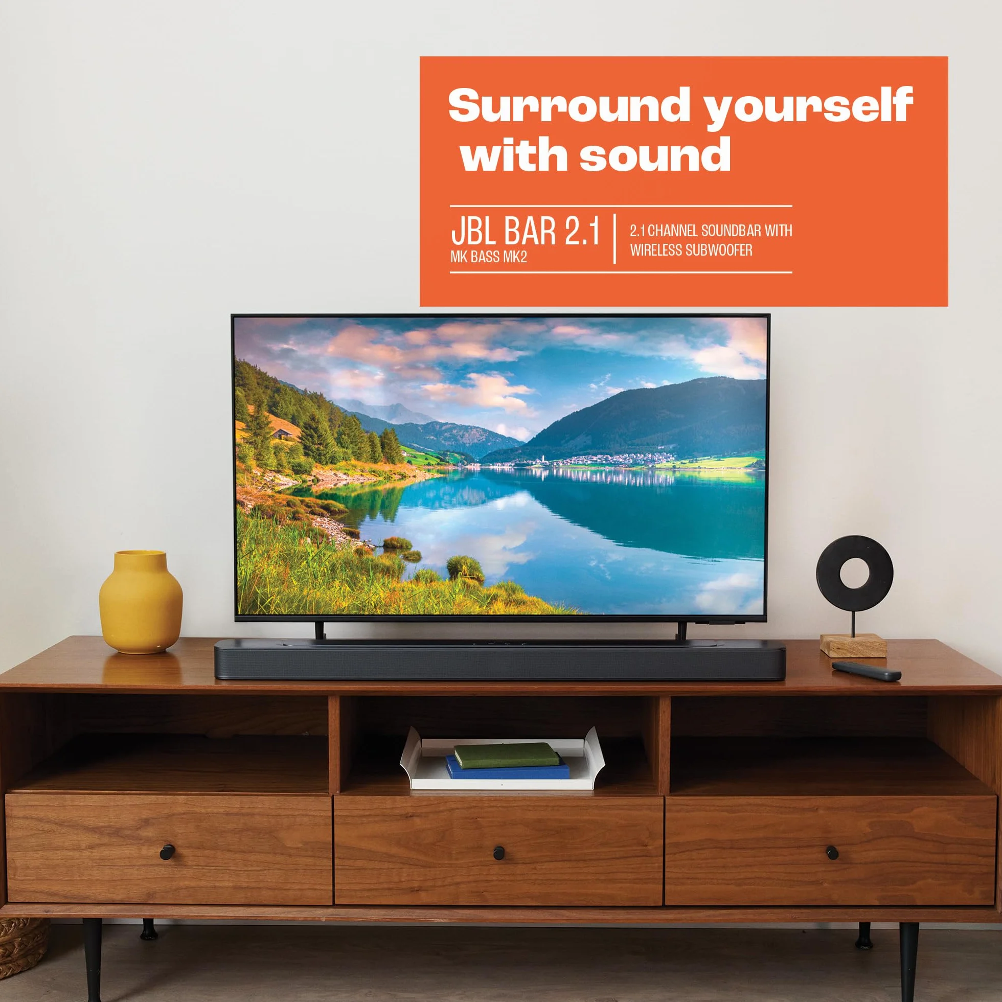 JBL SoundBar 2.1 Deep Bass MK2, Barre de Son pour Télévision, Design Compact, Noir