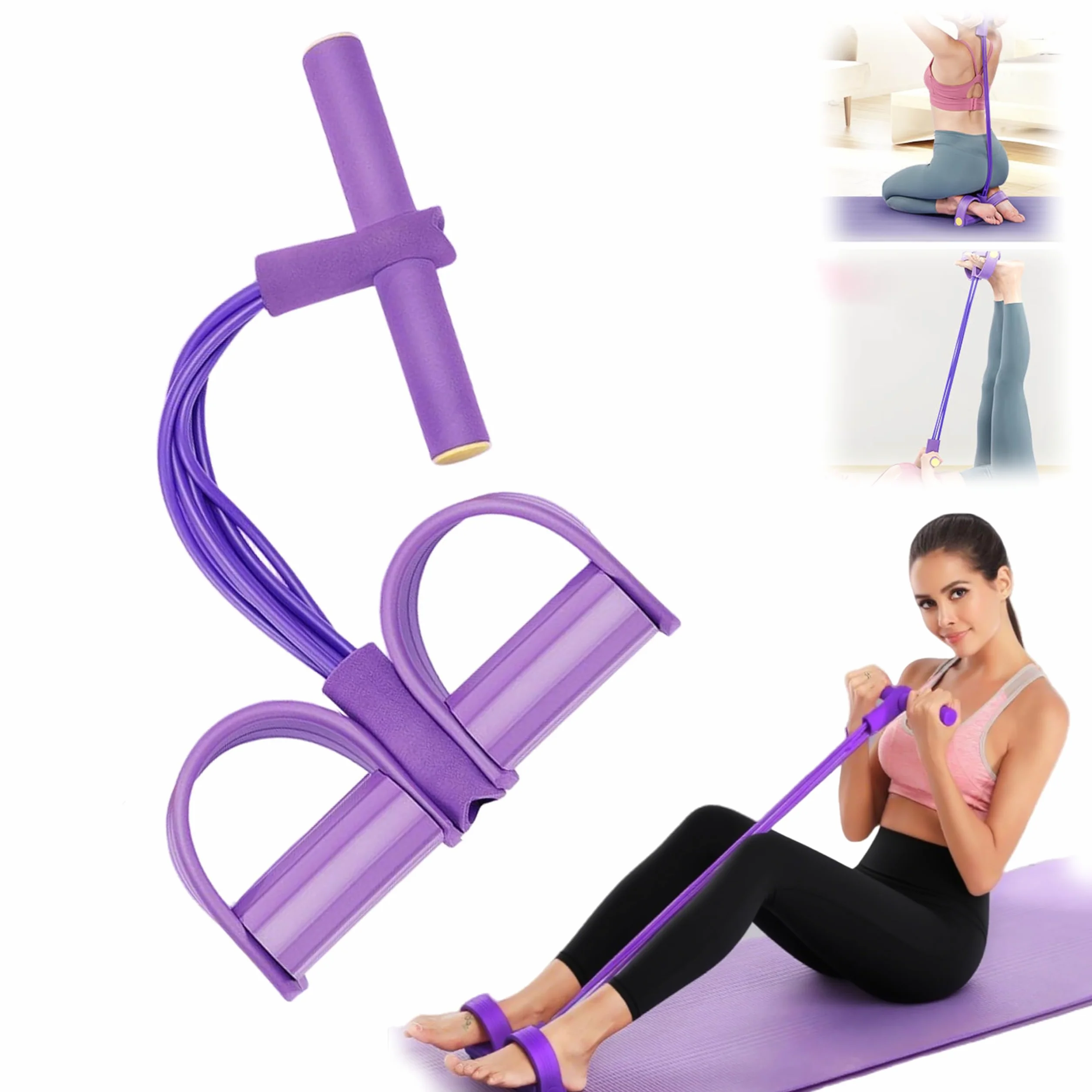 Bande de Résistance Musculation 6 Tubes avec Pédale – Élastique Sport Fitness pour Abdominaux